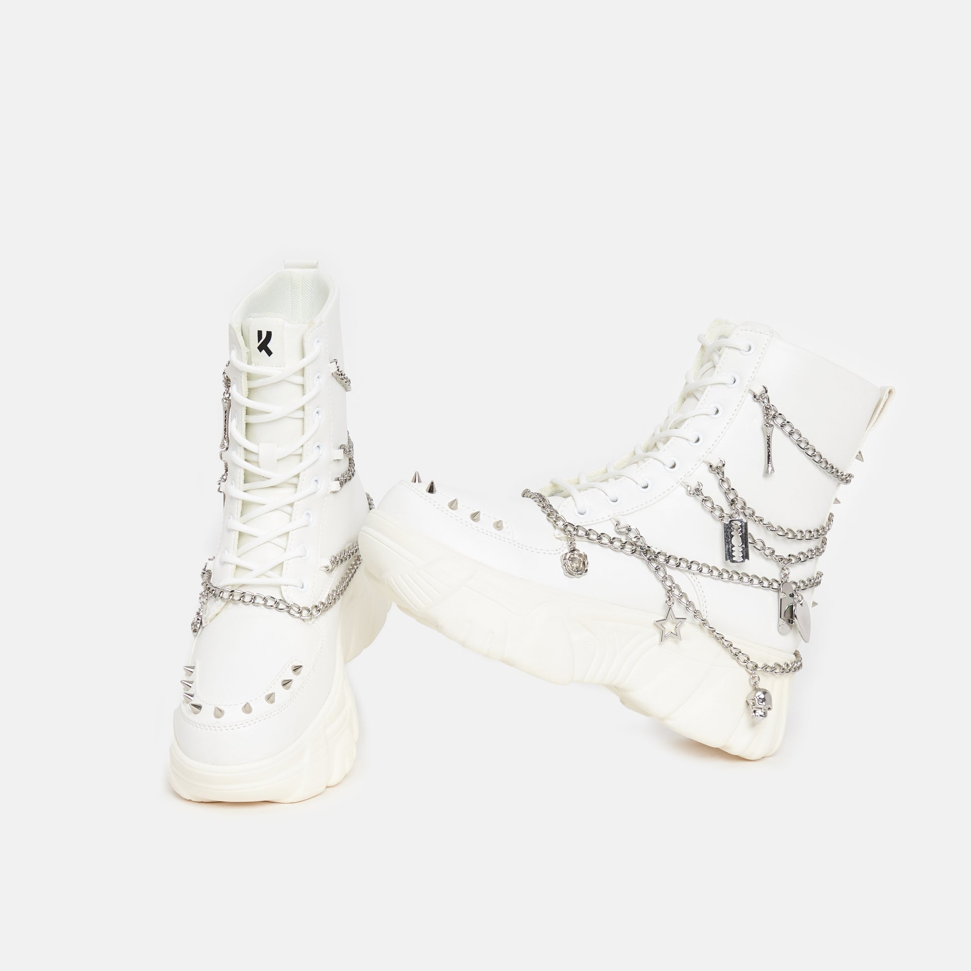 Boned Catch White Mystic Charm Boots - Ankle Boots - KOI Footwear - White - Back and Side View