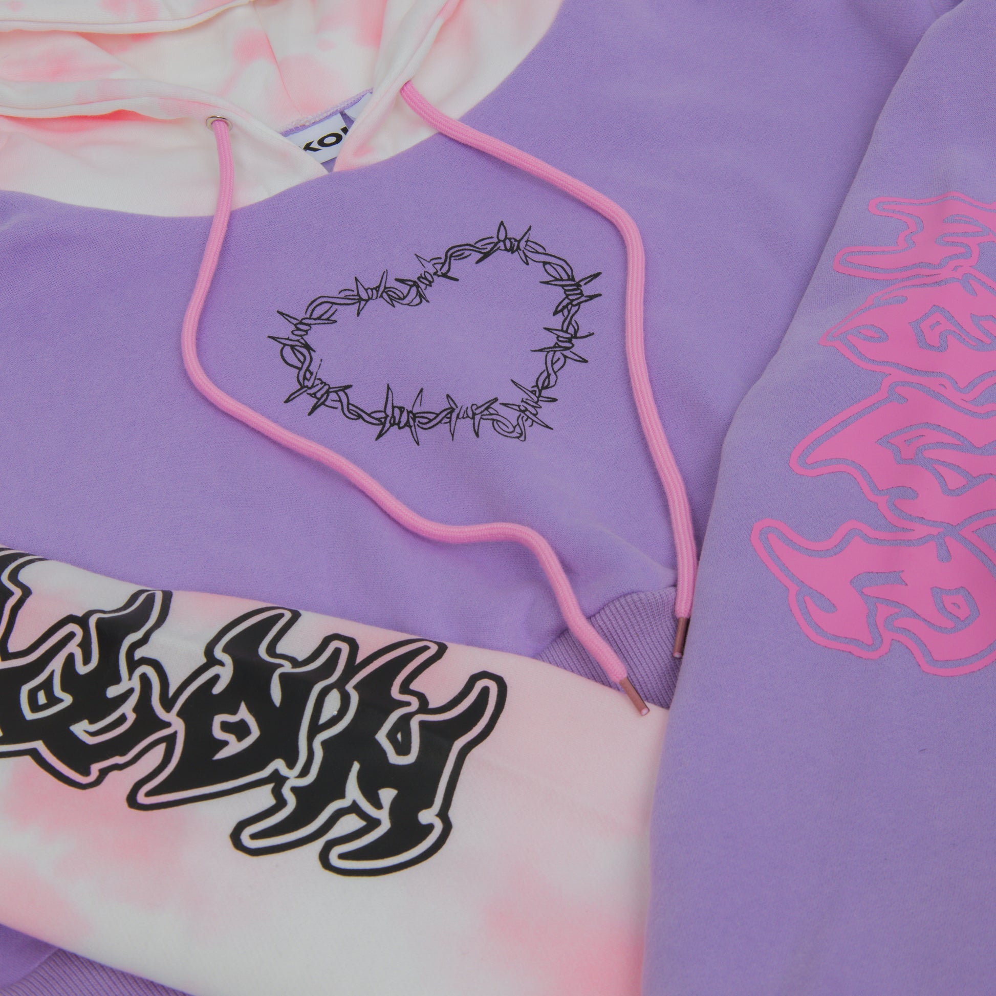 Yami Cropped Hoodie - Tops - KOI Footwear - Purple - Print Detail