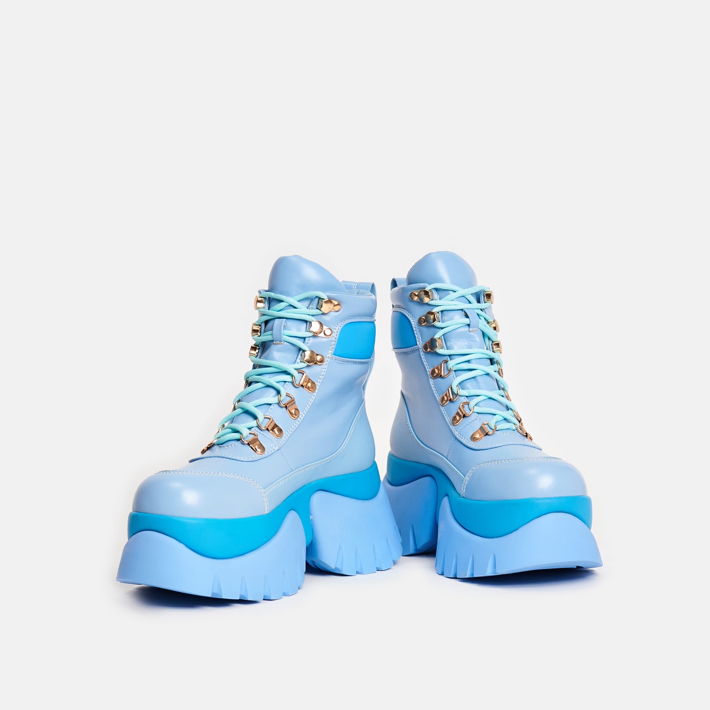 Crybaby Blue Vilun Platform Boots - Ankle Boots - KOI Footwear - Blue - Front View
