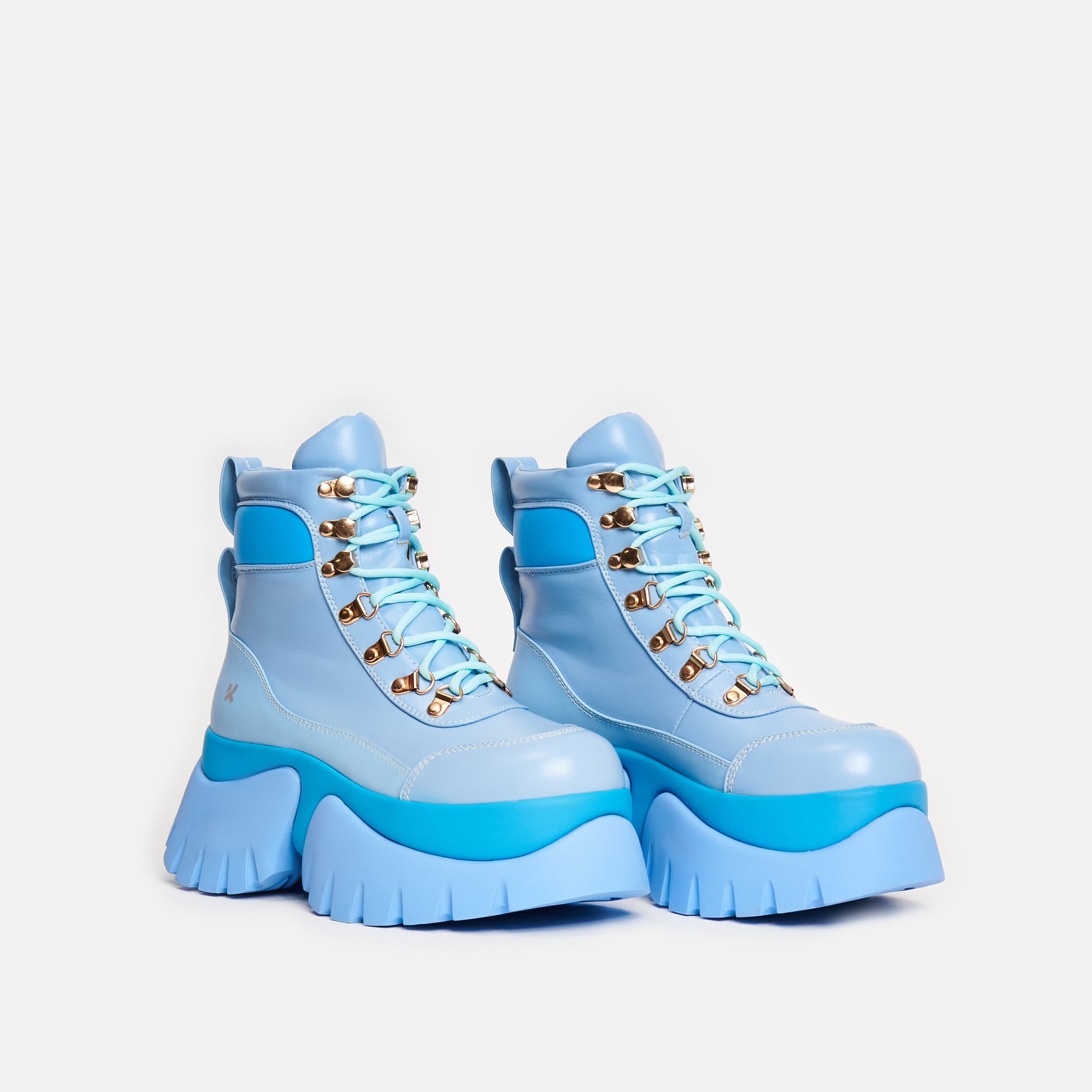 Crybaby Blue Vilun Platform Boots - Ankle Boots - KOI Footwear - Blue - Three-Quarter View