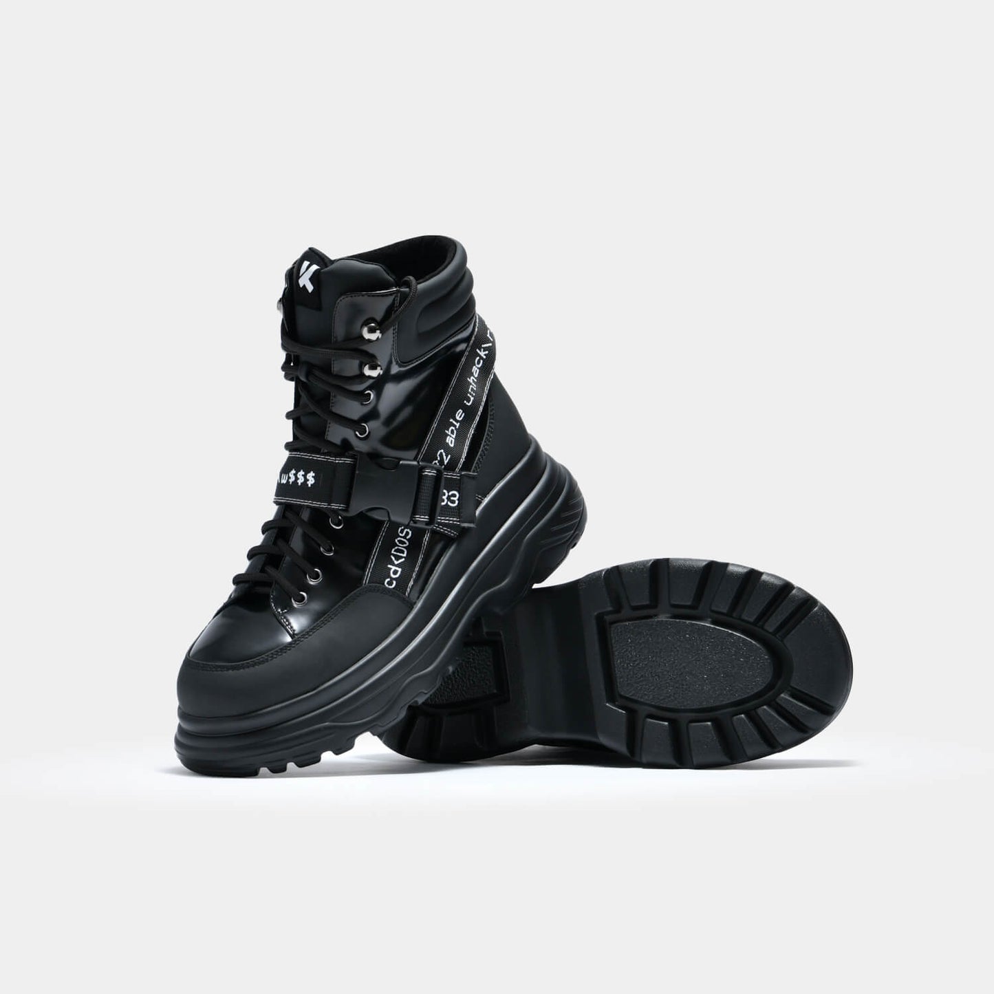 Cypher Men's Black Trail Boots - Ankle Boots - KOI Footwear - Black - Side and Sole View