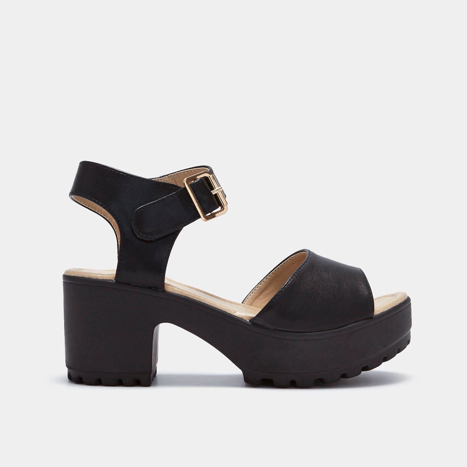 LOR Black Chunky Sandals - Sandals - KOI Footwear - Black - Side View