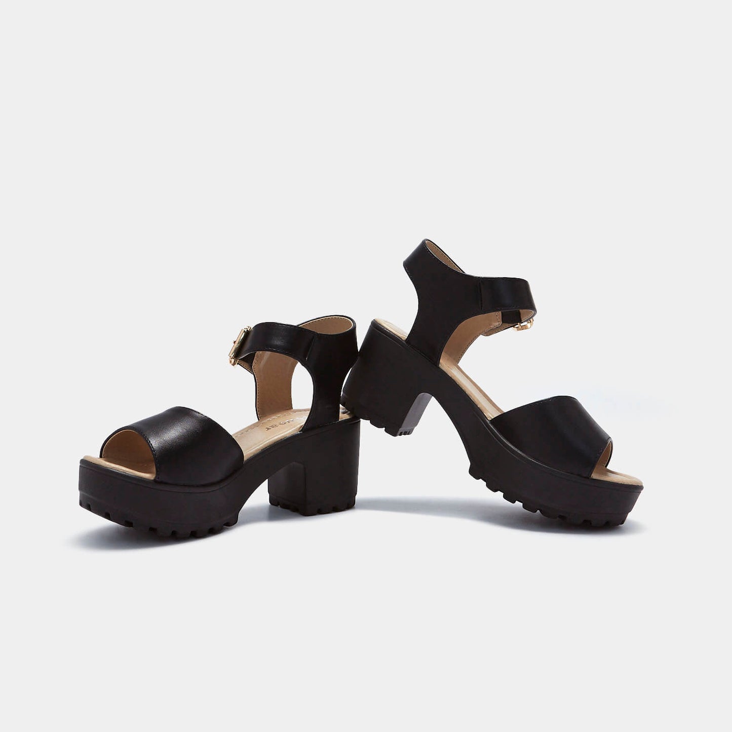 LOR Black Chunky Sandals - Sandals - KOI Footwear - Black - Three-Quarter Model View