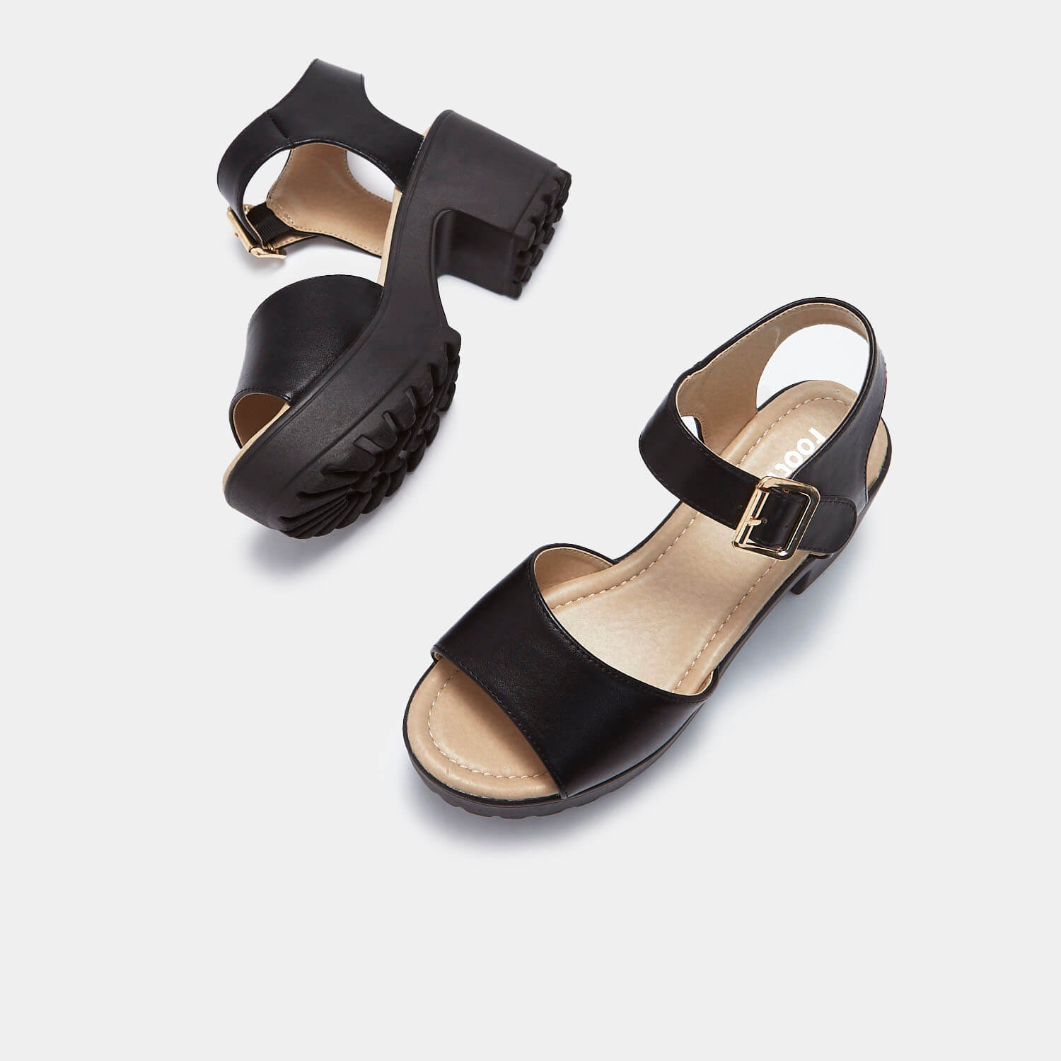 LOR Black Chunky Sandals - Sandals - KOI Footwear - Black - Top View