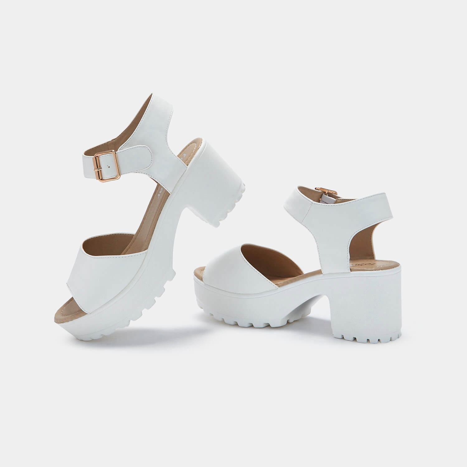 LOR White Chunky Sandals - Sandals - KOI Footwear - White - Back Side View
