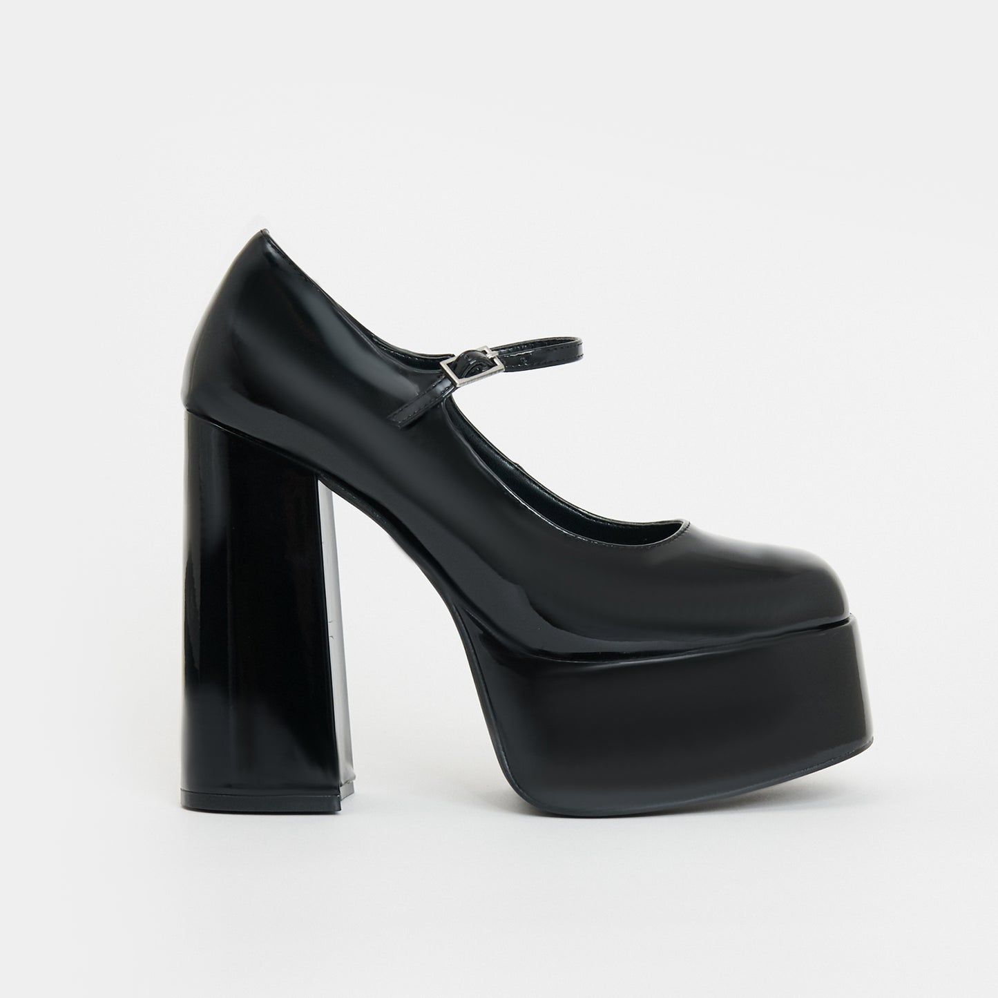 Darkbloom Black Patent Platform Heels - Shoes - KOI Footwear - Black - Side View