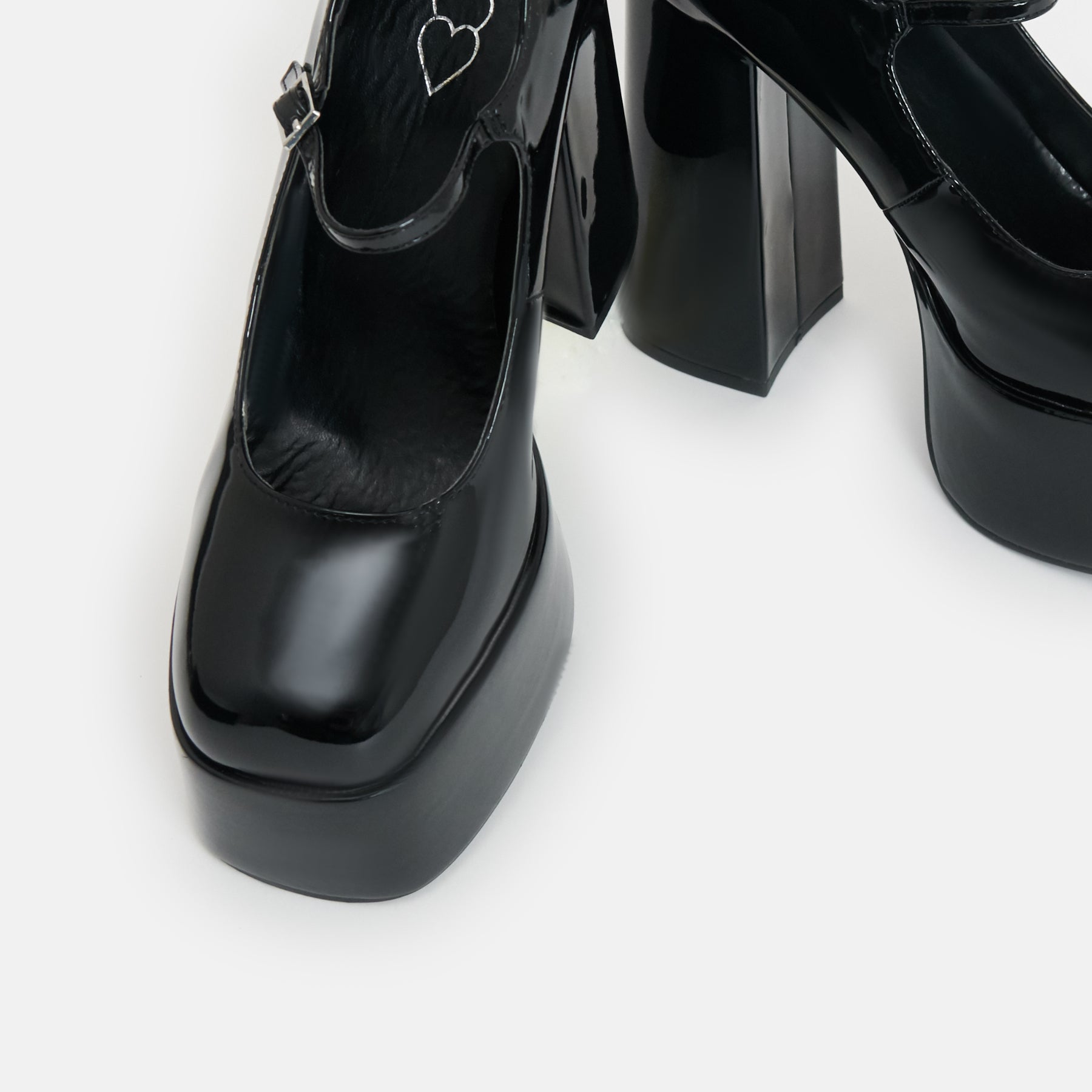 Darkbloom Black Patent Platform Heels - Shoes - KOI Footwear - Black - Top View
