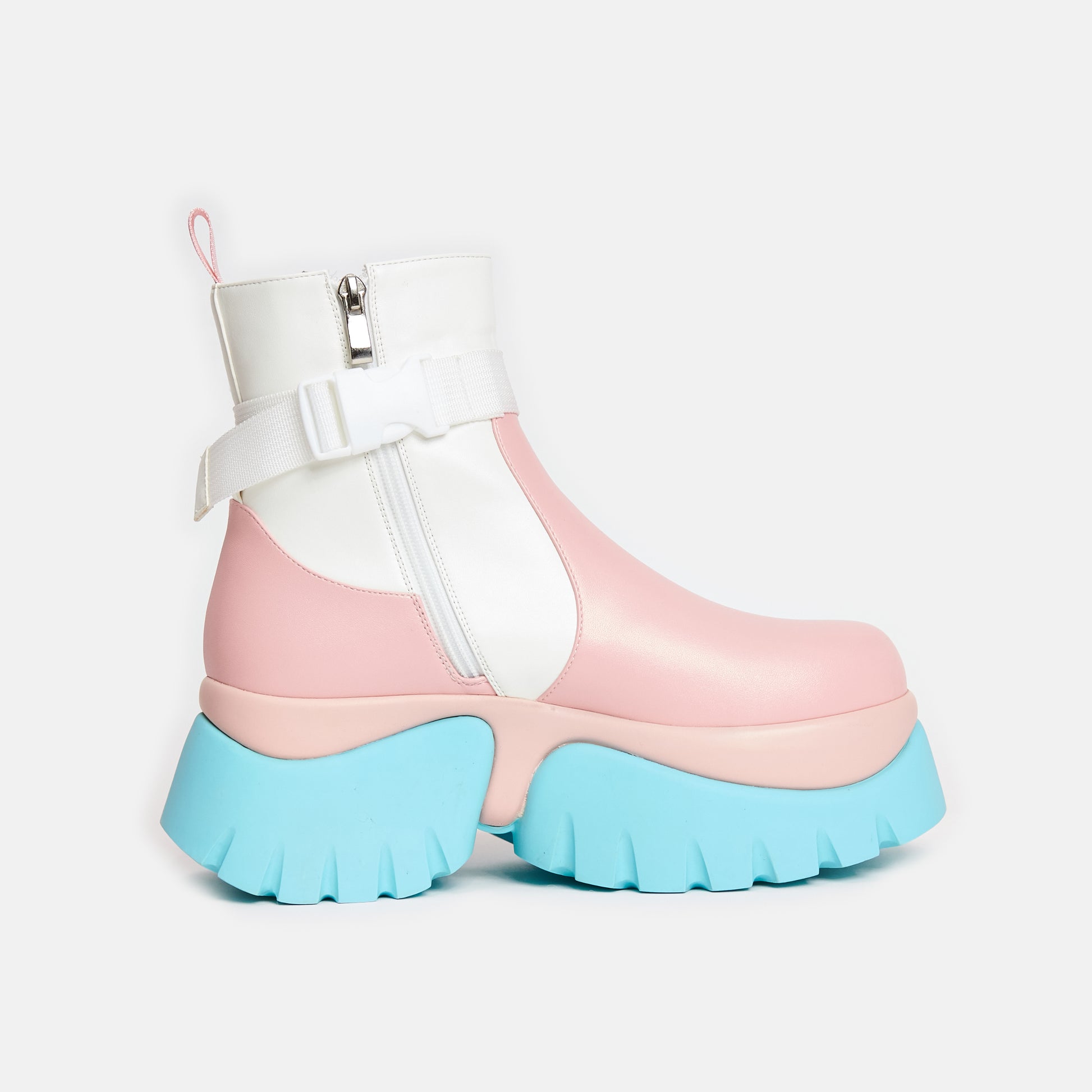 Teddy Bear Pastel Platform Boots - Ankle Boots - KOI Footwear - Multi - Inside View