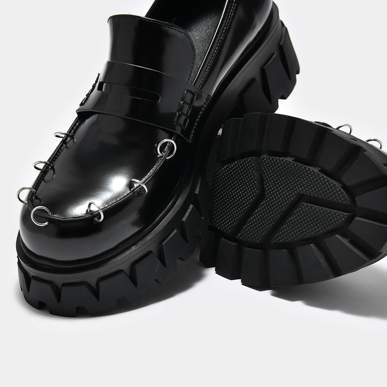 Gensai Men's Cyber Punk Loafers - Shoes - KOI Footwear - Black - Front Detail