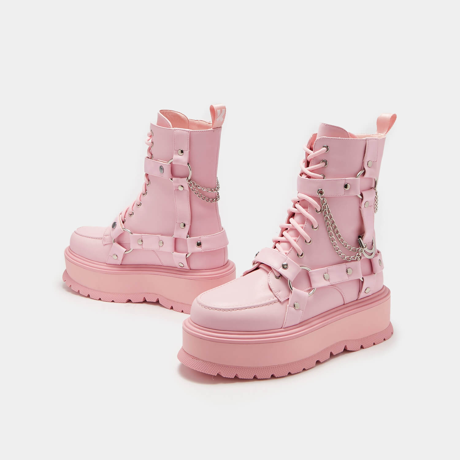 Yami Pastel Pink Platform Boots - Ankle Boots - KOI Footwear - Pink - Three-Quarter View