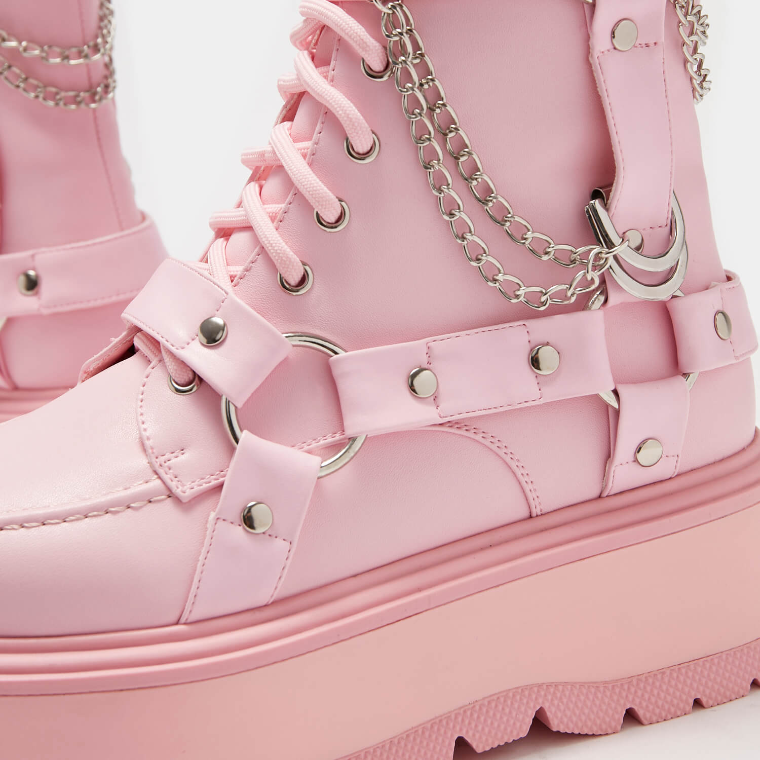 Yami Pastel Pink Platform Boots - Ankle Boots - KOI Footwear - Pink - Platform Detail