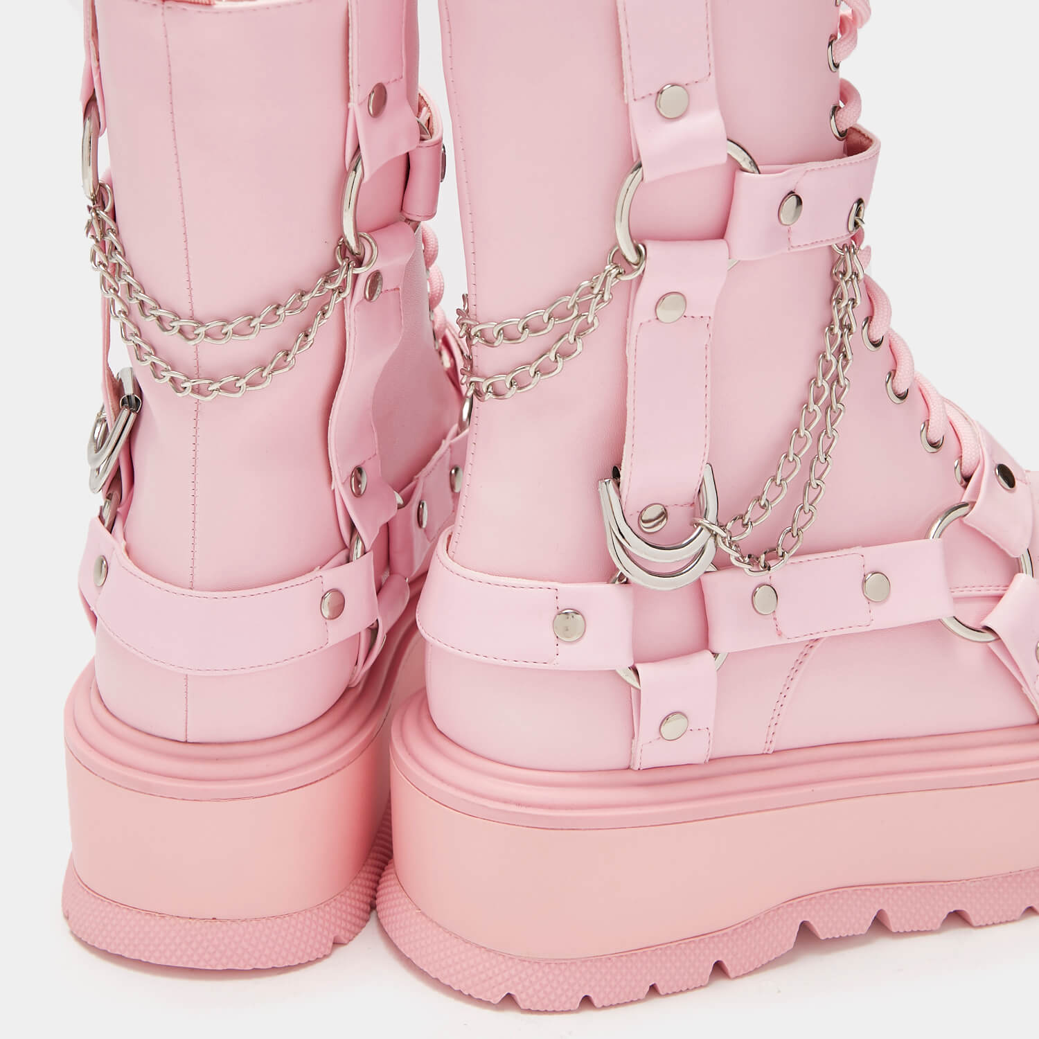 Yami Pastel Pink Platform Boots - Ankle Boots - KOI Footwear - Pink - Back Detail