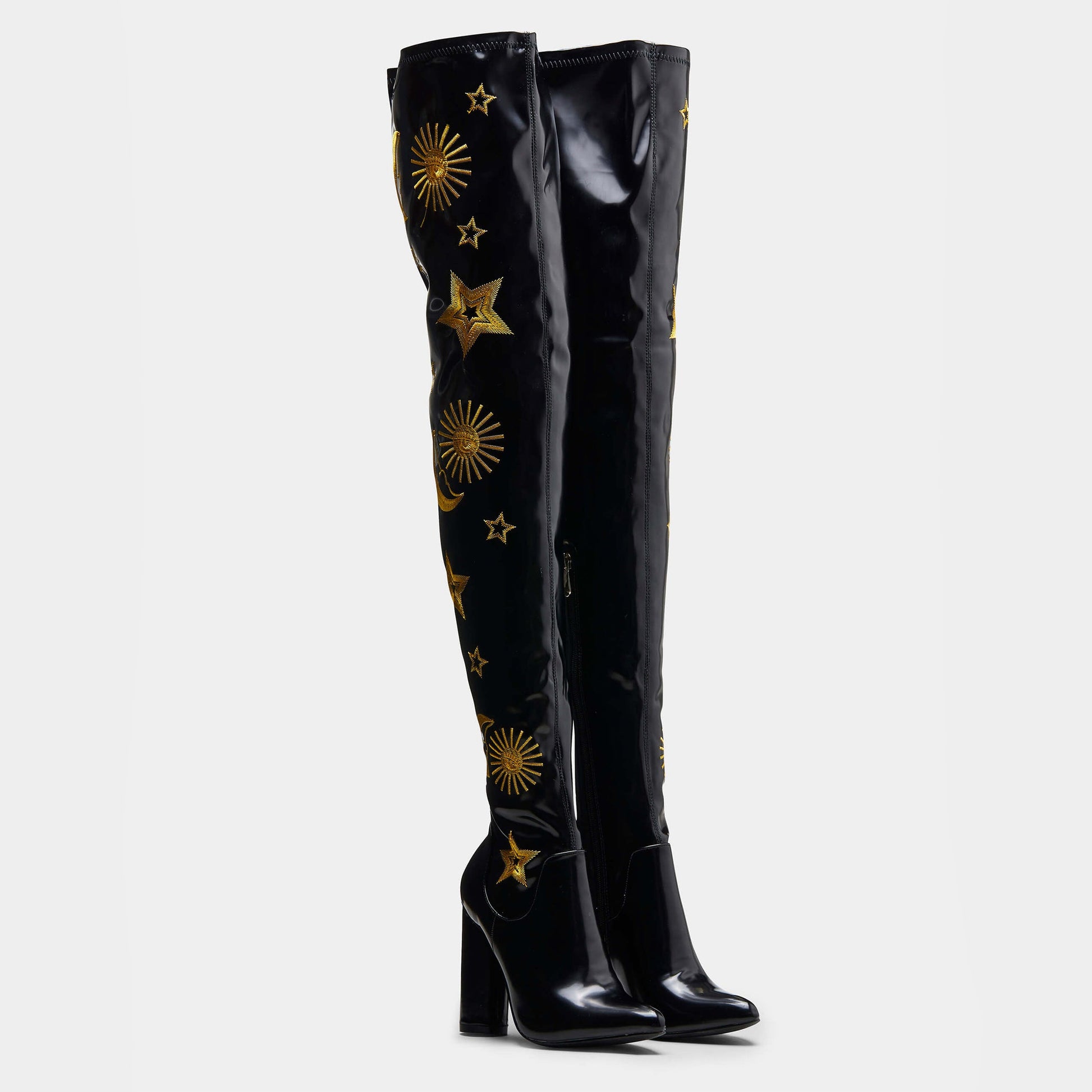 KOI Footwear ASTRID Star and Moon Long Boots Vegan Over The Knee Boots