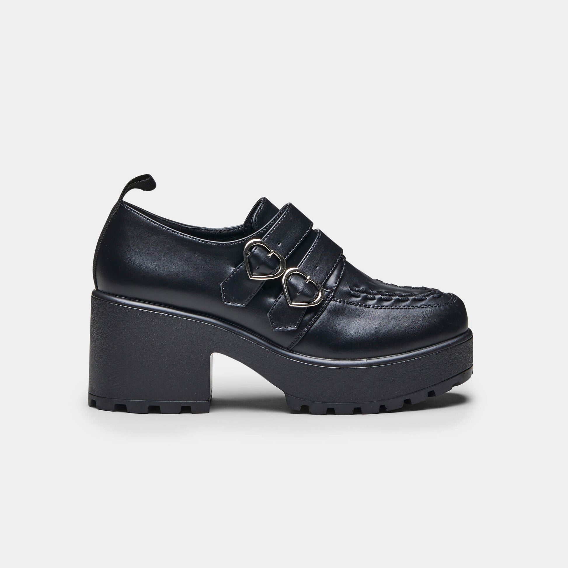 IAGO Metal Heart Oxford Platform Shoes - Shoes - KOI Footwear - Black - Side View