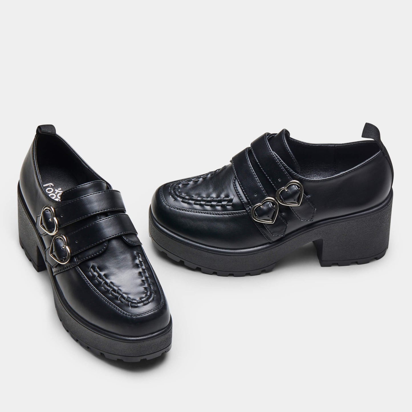 IAGO Metal Heart Oxford Platform Shoes - Shoes - KOI Footwear - Black - Top View