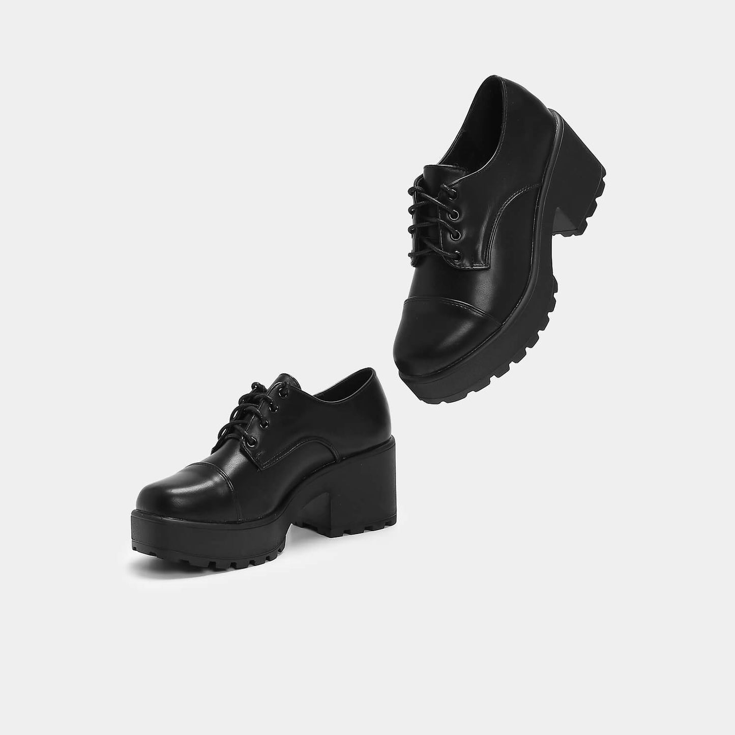 Rei Chunky Lace Up Shoes - Shoes - KOI Footwear - Black - Side View