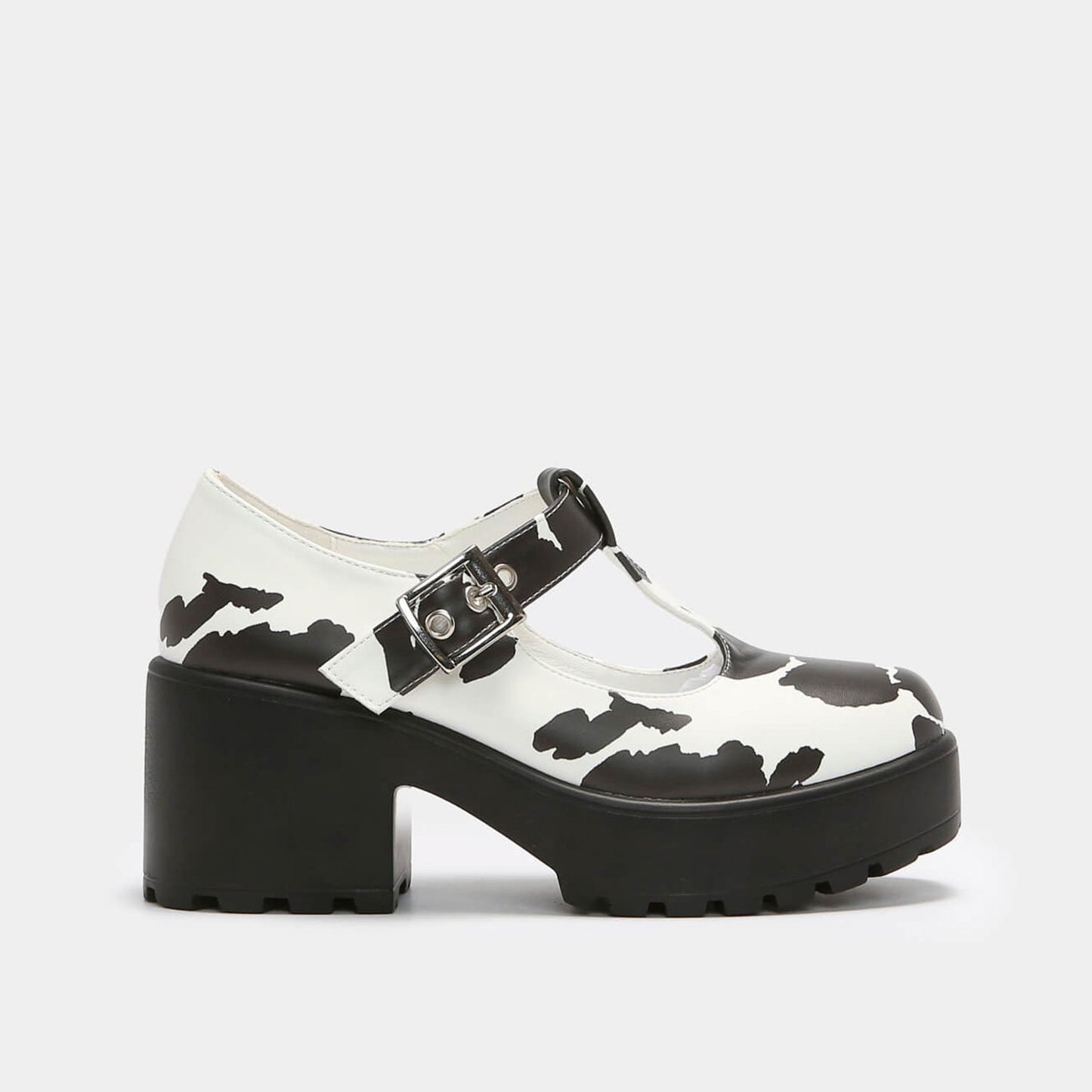 Sai Cow Print Mary Jane Shoes 'Nettie Edition' - Mary Janes - KOI Footwear - White - Side View