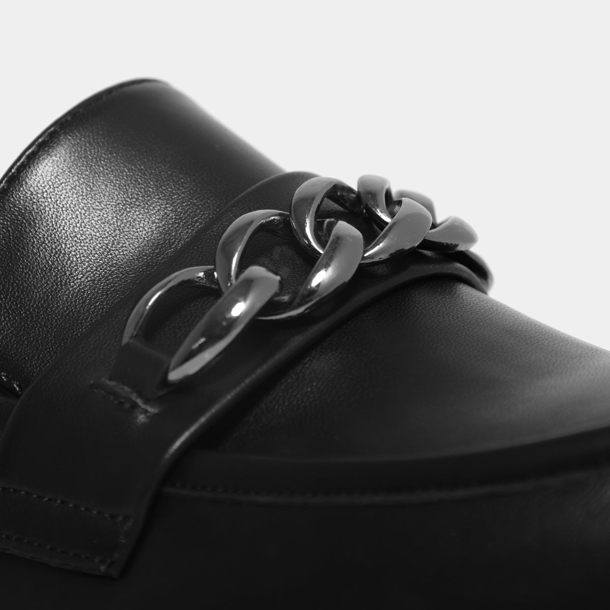Shenron Men's Chain Black Loafers - Shoes - KOI Footwear - Black - Hardware Detail