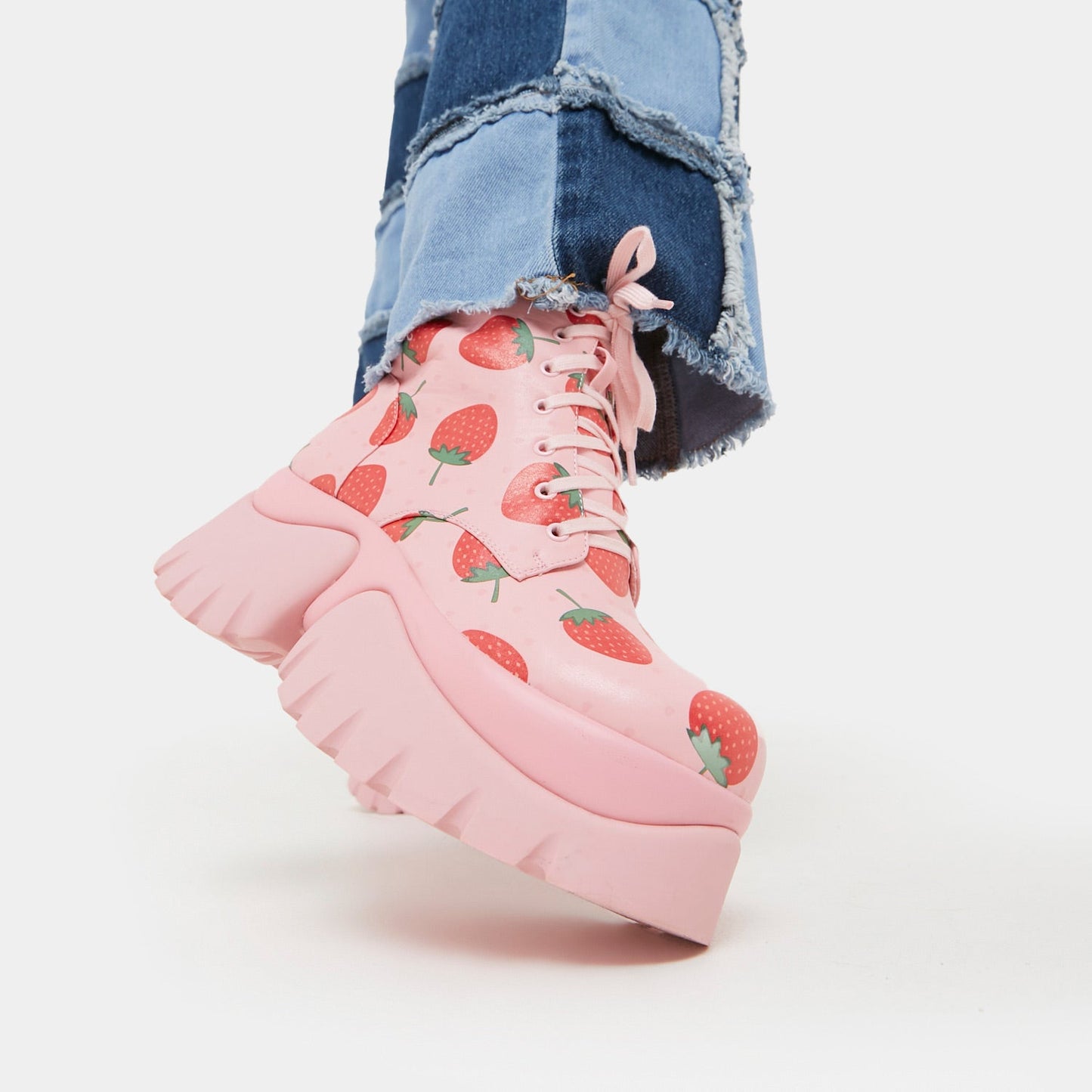 Strawberry Shortcake Pink Vilun Boots - Ankle Boots - KOI Footwear - Pink - Model Detail