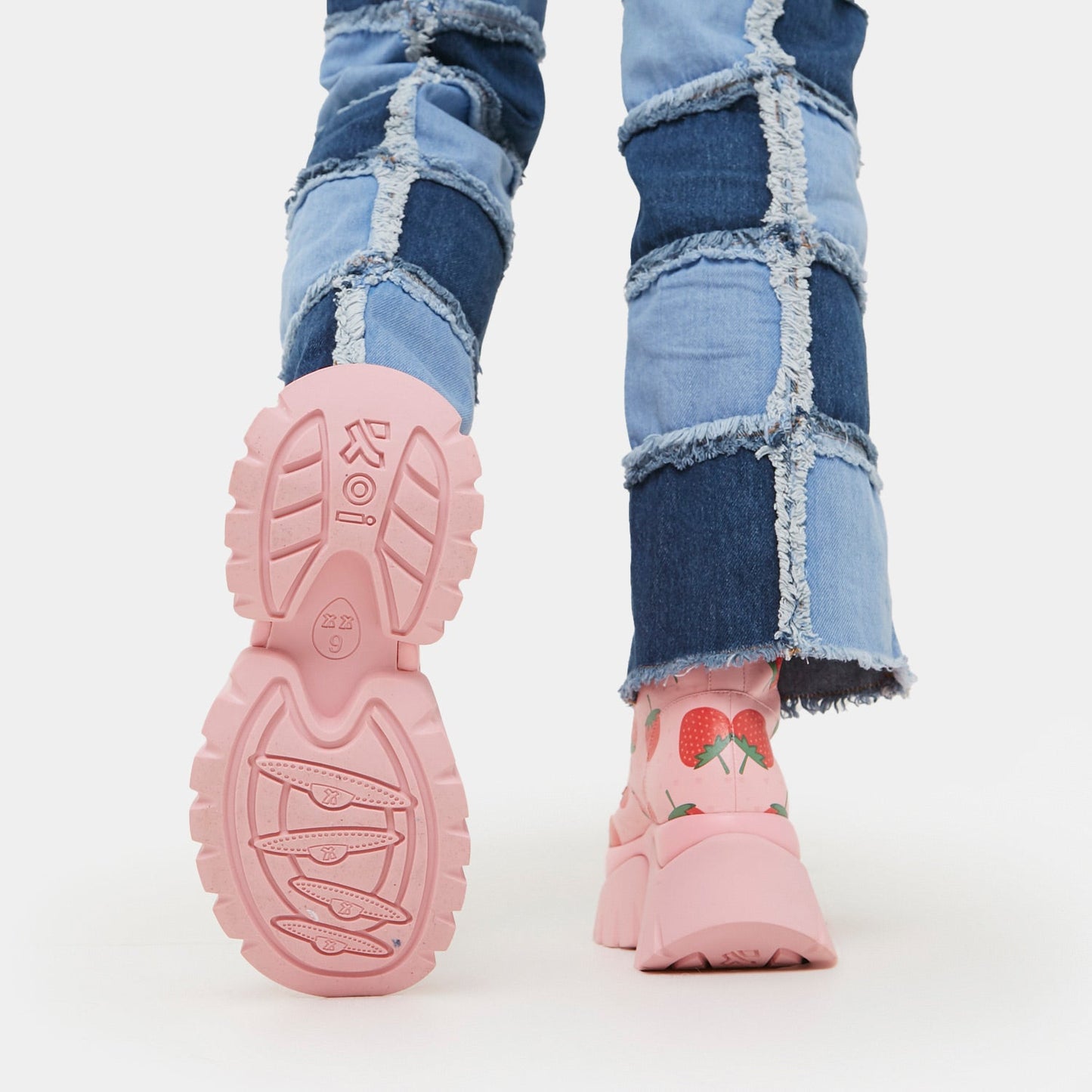 Strawberry Shortcake Pink Vilun Boots - Ankle Boots - KOI Footwear - Pink - Model Sole View