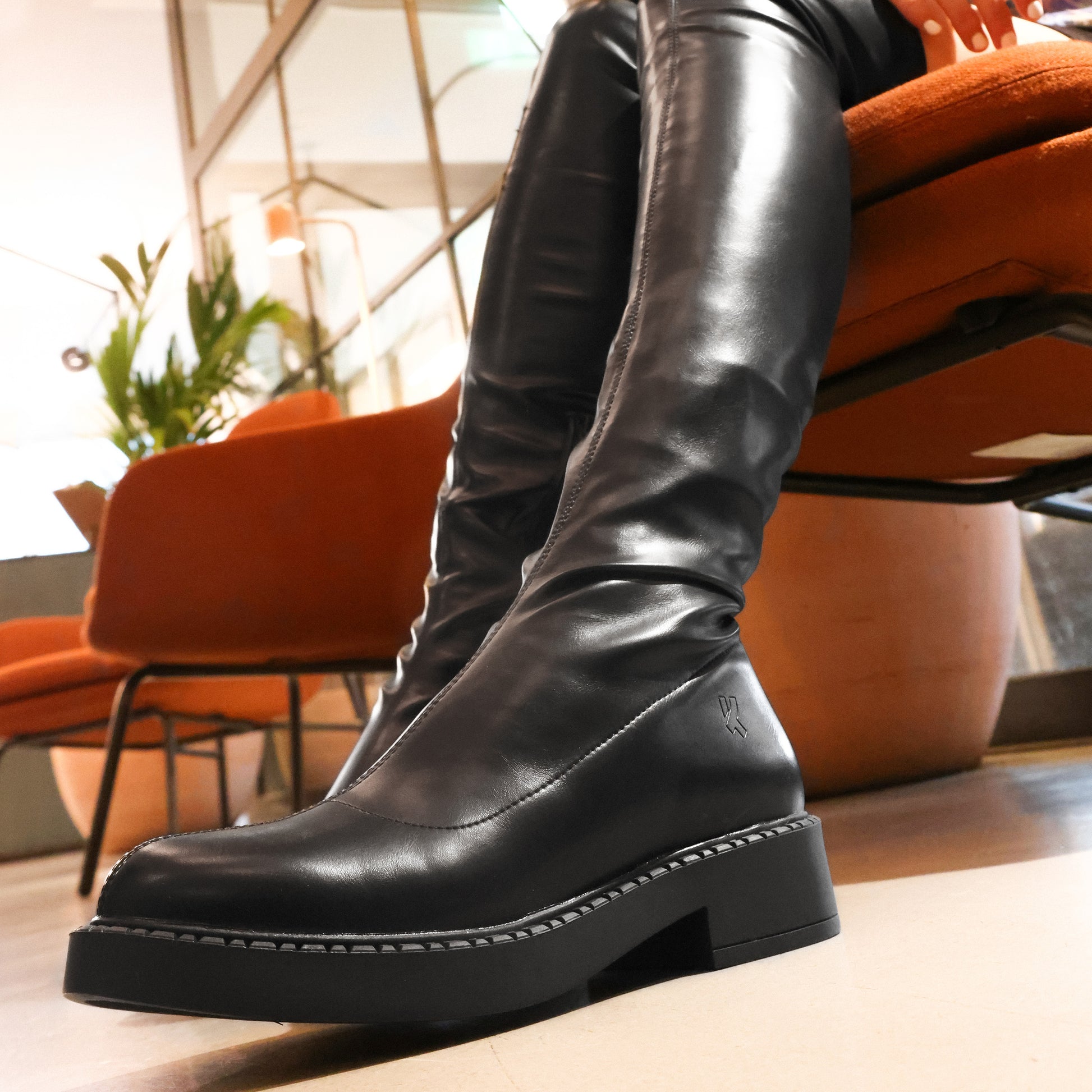 The Commander Stretch Thigh High Boots - Long Boots - KOI Footwear - Black - Platform Detail