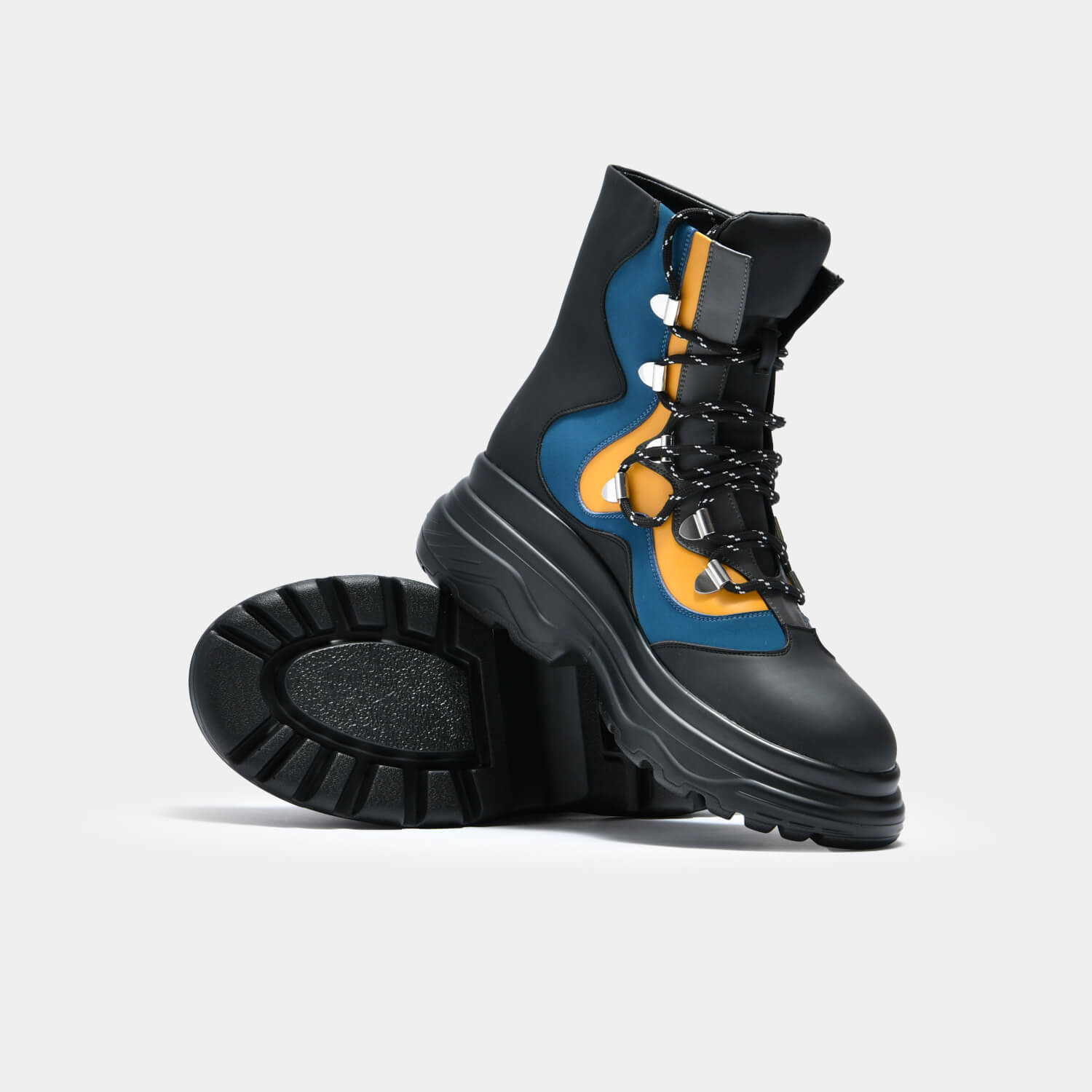 Ajax Men's Trail Boots - Ankle Boots - KOI Footwear - Black - Sole and Side View