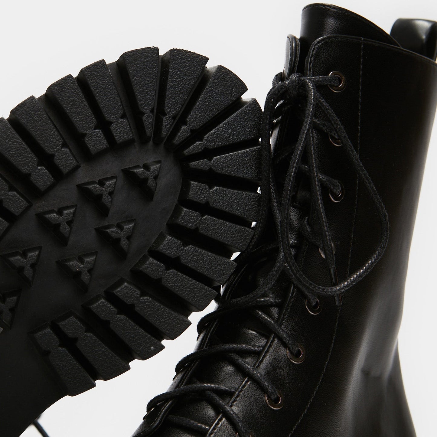 Anchor Black Military Lace Up Boots - Ankle Boots - KOI Footwear - Black - Sole Detail