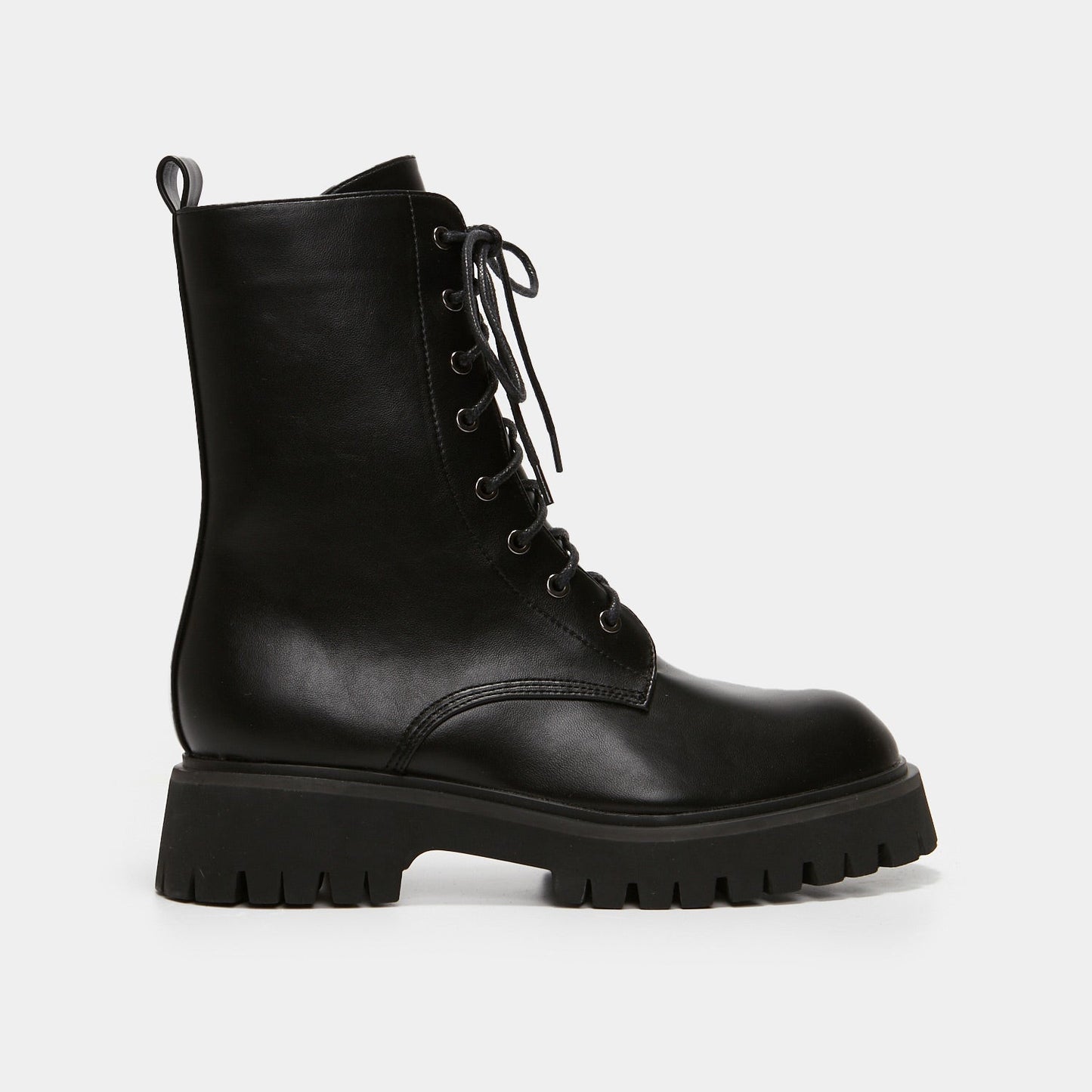 Anchor Black Military Lace Up Boots - Ankle Boots - KOI Footwear - Black - Side View