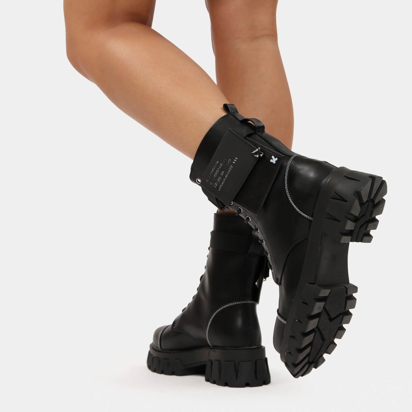 Banshee Fallout Cyber Boots - Ankle Boots - KOI Footwear - Black - Model Sole View