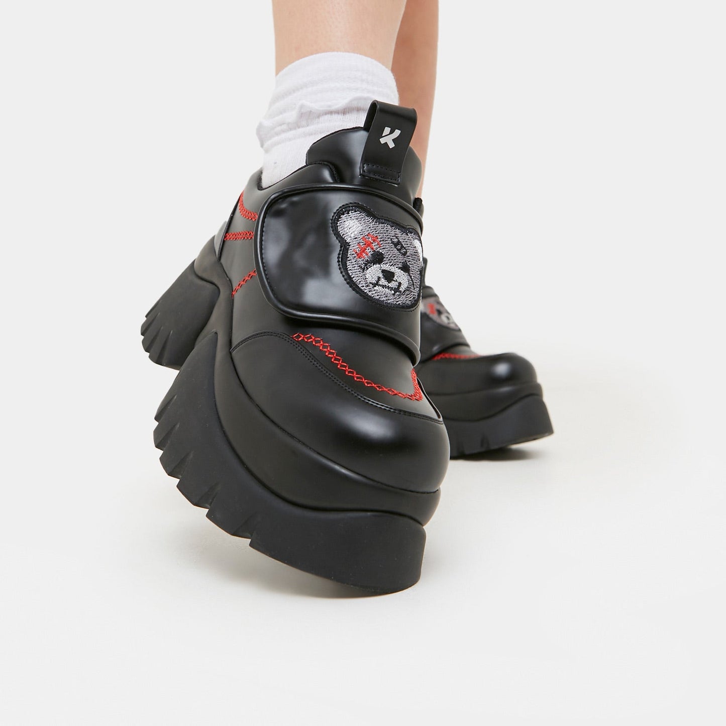 The Terror Of Monakuma Black Vilun Platform Trainers - Trainers - KOI Footwear - Black - Model Front View