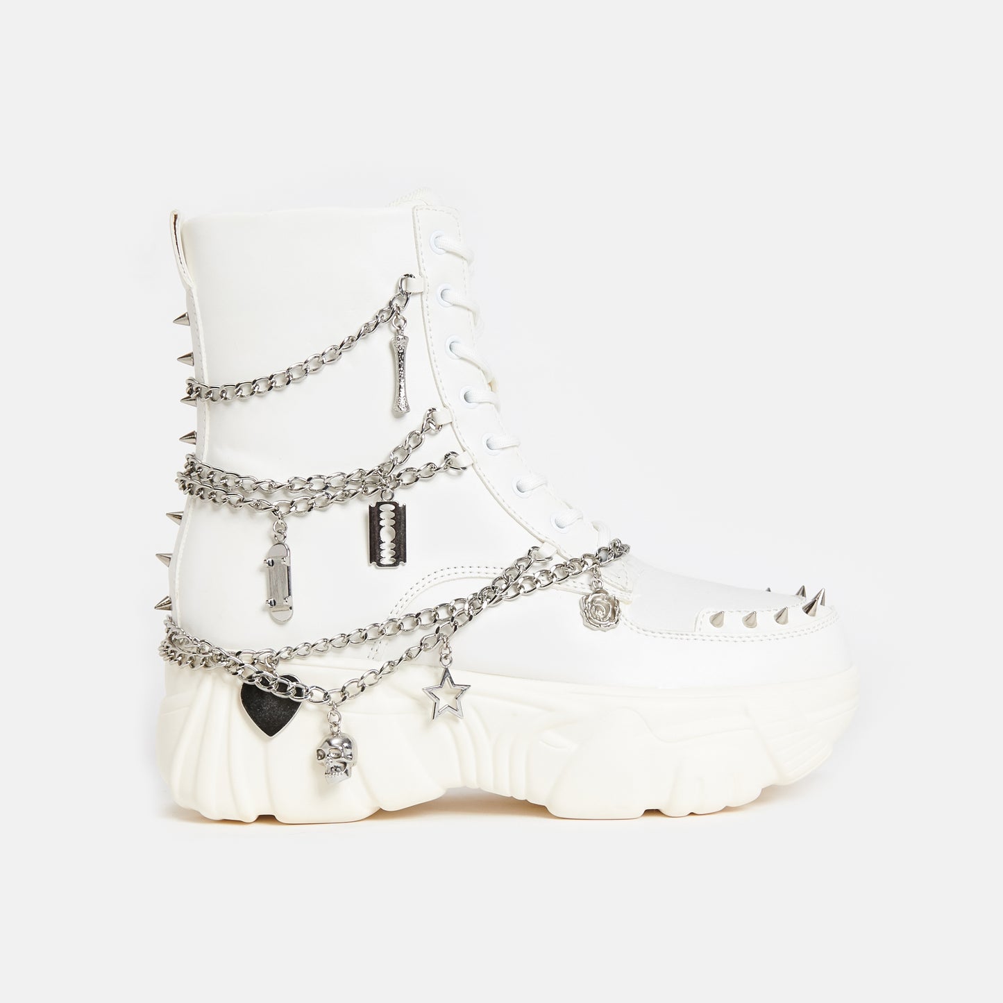 Boned Catch White Mystic Charm Boots - Ankle Boots - KOI Footwear - White - Side View