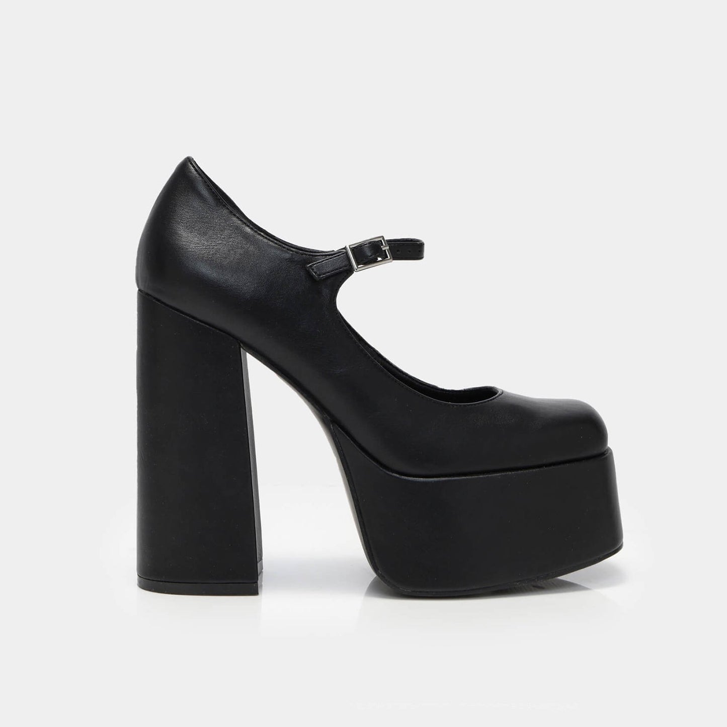 Darkbloom Black Platform Heels - Shoes - KOI Footwear - Black - Side View