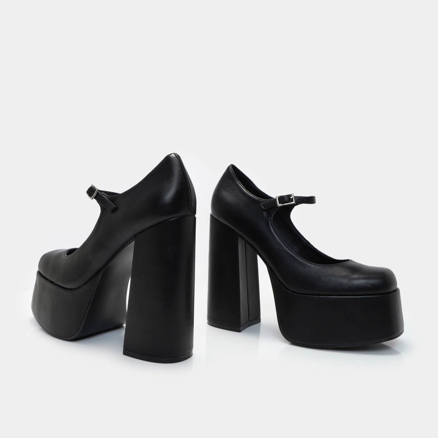 Darkbloom Black Platform Heels - Shoes - KOI Footwear - Black - Side and Back View