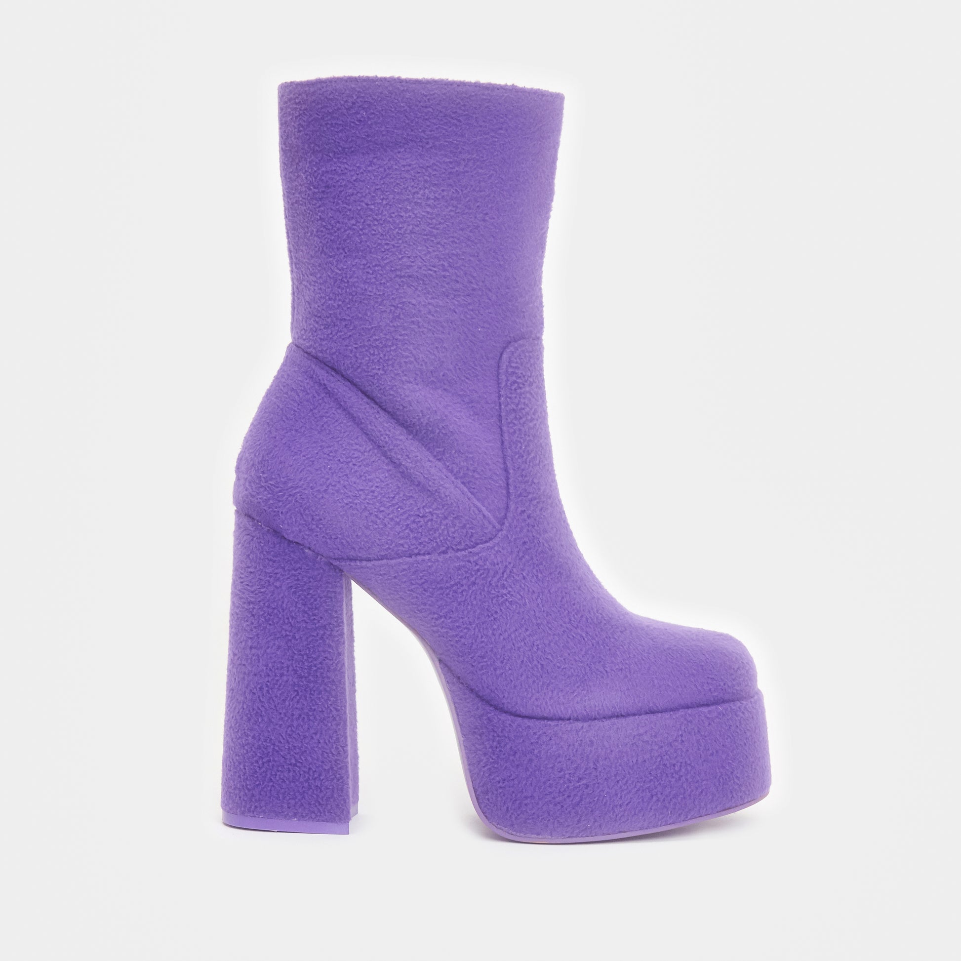 Tinky Winky Fluffy Platform Boots - Ankle Boots - KOI Footwear - Purple - Side View