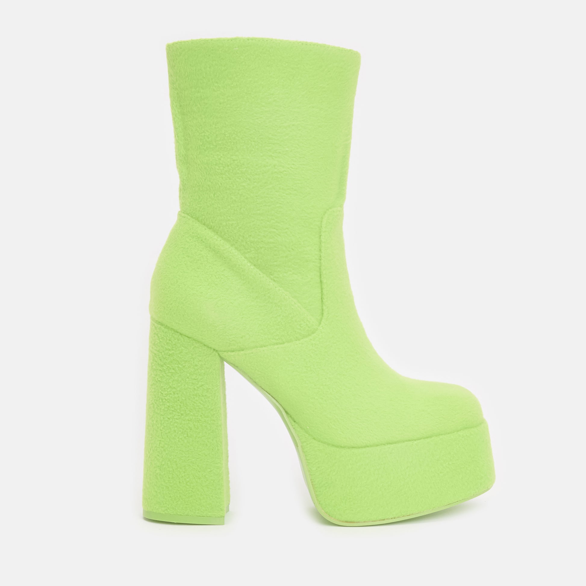 Dipsy Fluffy Platform Boots - Ankle Boots - KOI Footwear - Green - Side View