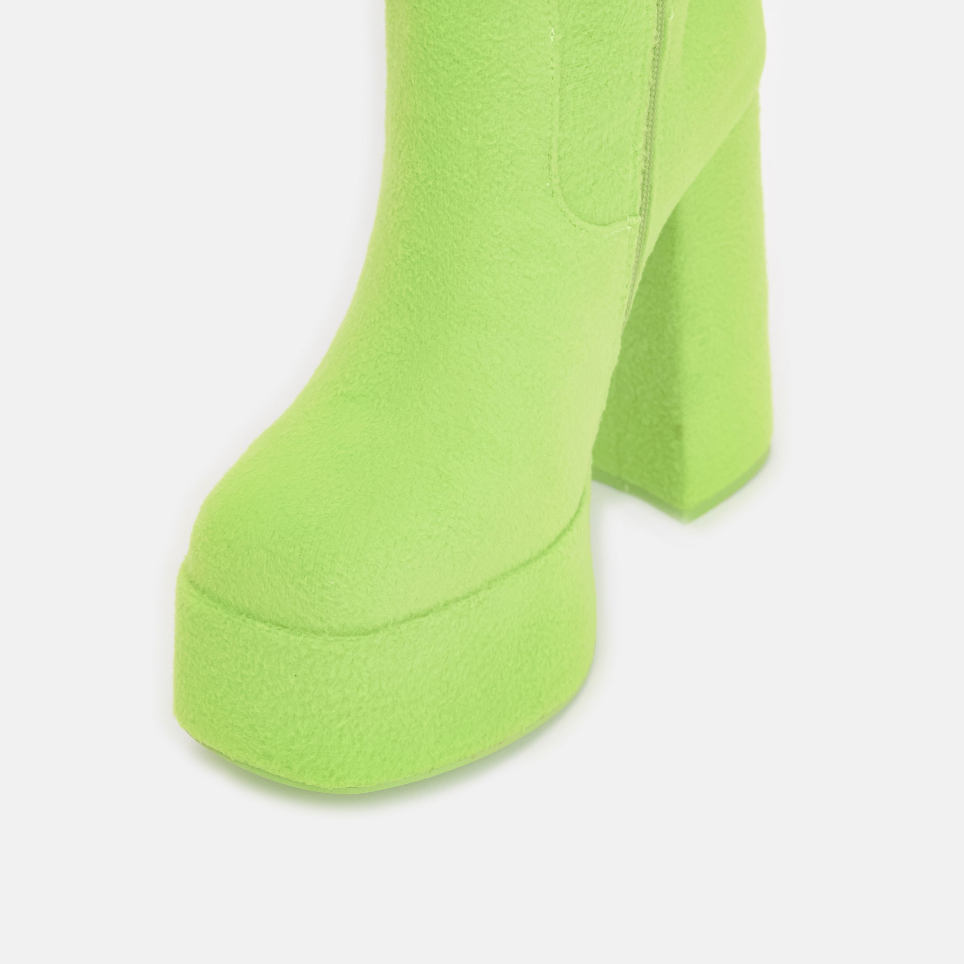 Dipsy Fluffy Platform Boots - Ankle Boots - KOI Footwear - Green - Front Detail