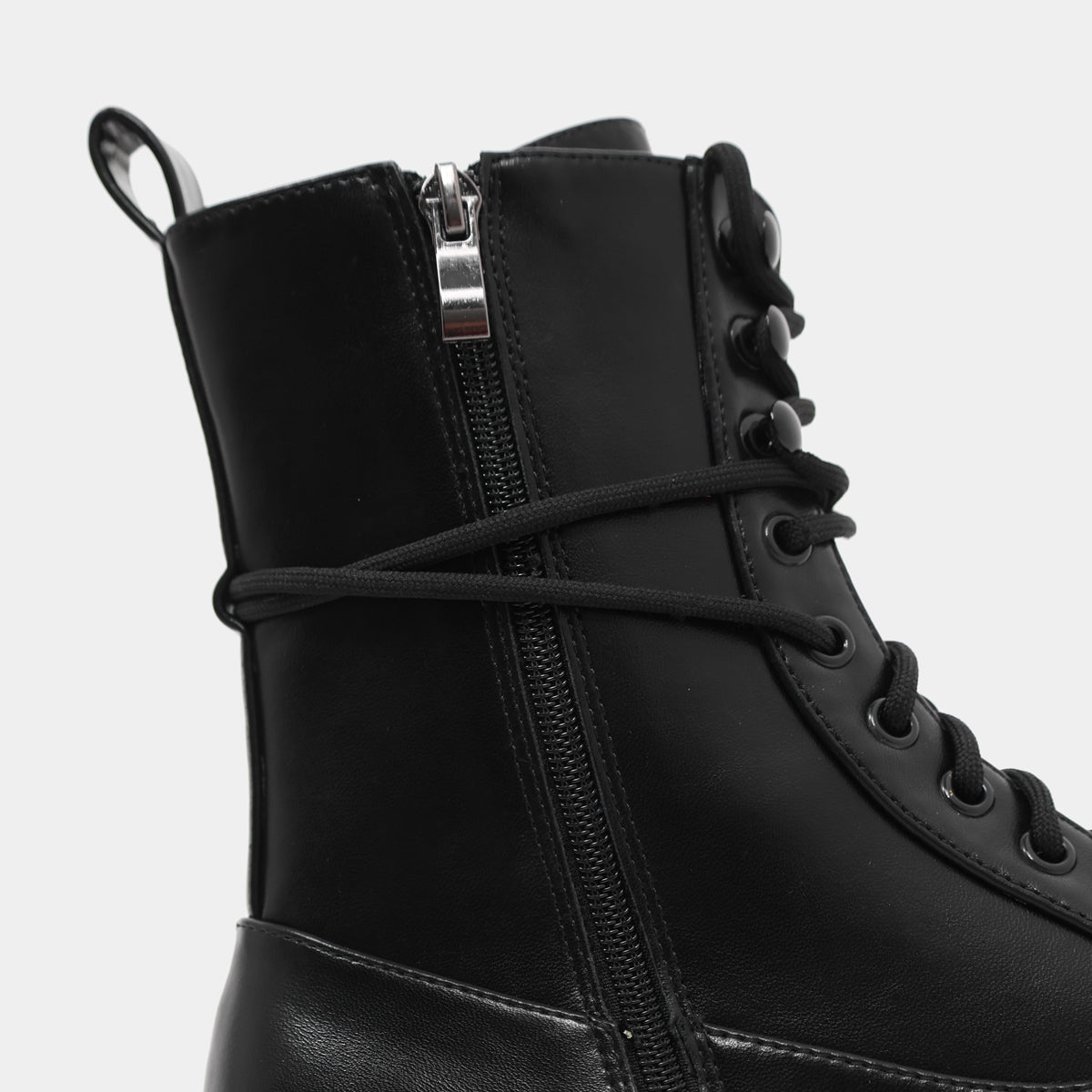 Electic Men's Military Boots - Ankle Boots - KOI Footwear - Black - Zip Detail