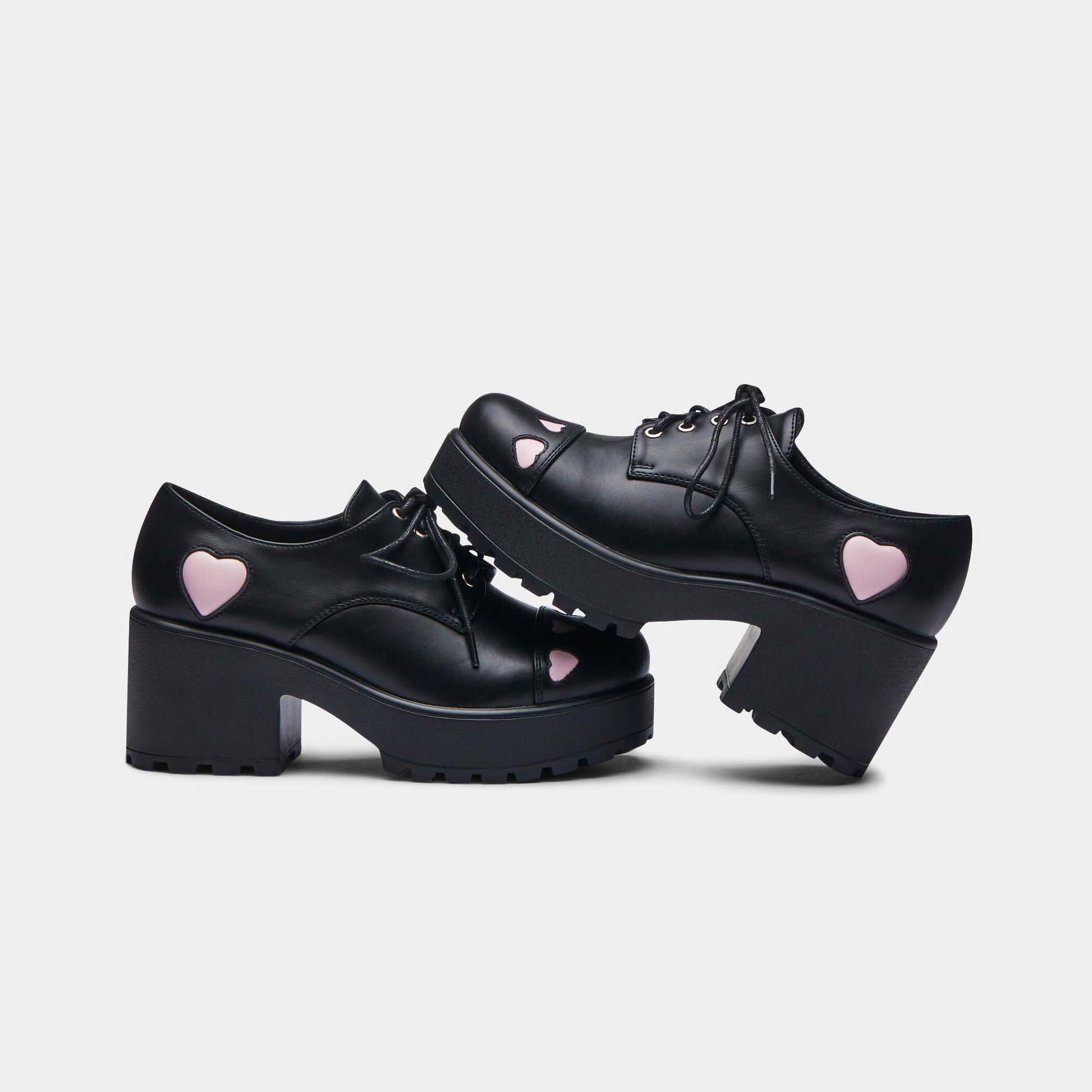 Tennin Heart Shoes - Shoes - KOI Footwear - Black - Platform Side  View