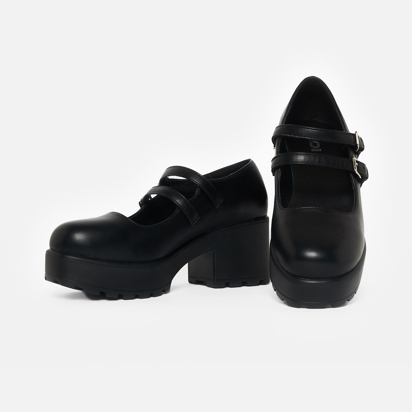 Mura Double Strap Shoes - Mary Janes - KOI Footwear - Black - Front and Side View