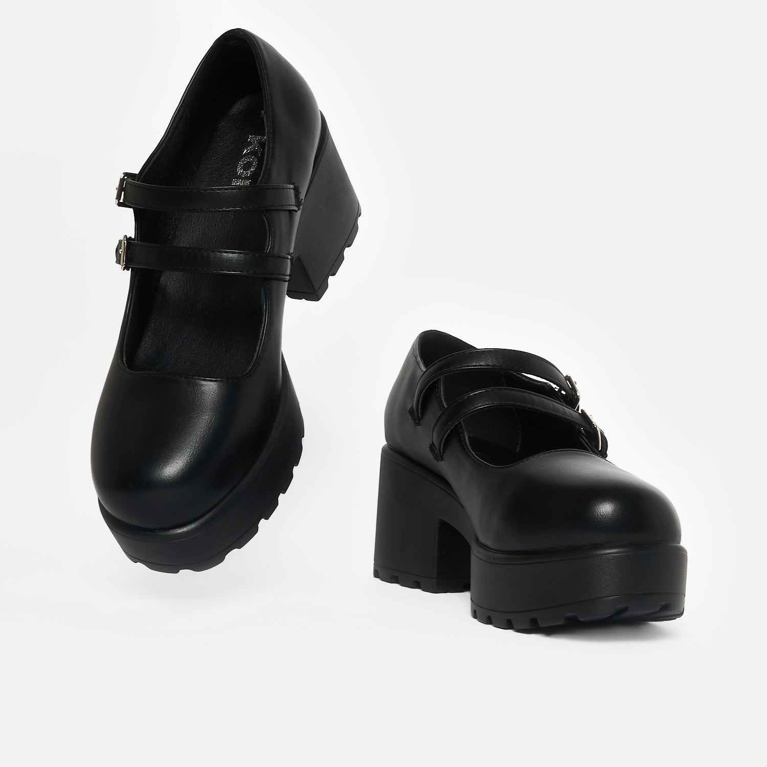 Mura Double Strap Shoes - Mary Janes - KOI Footwear - Black - Top and Front View