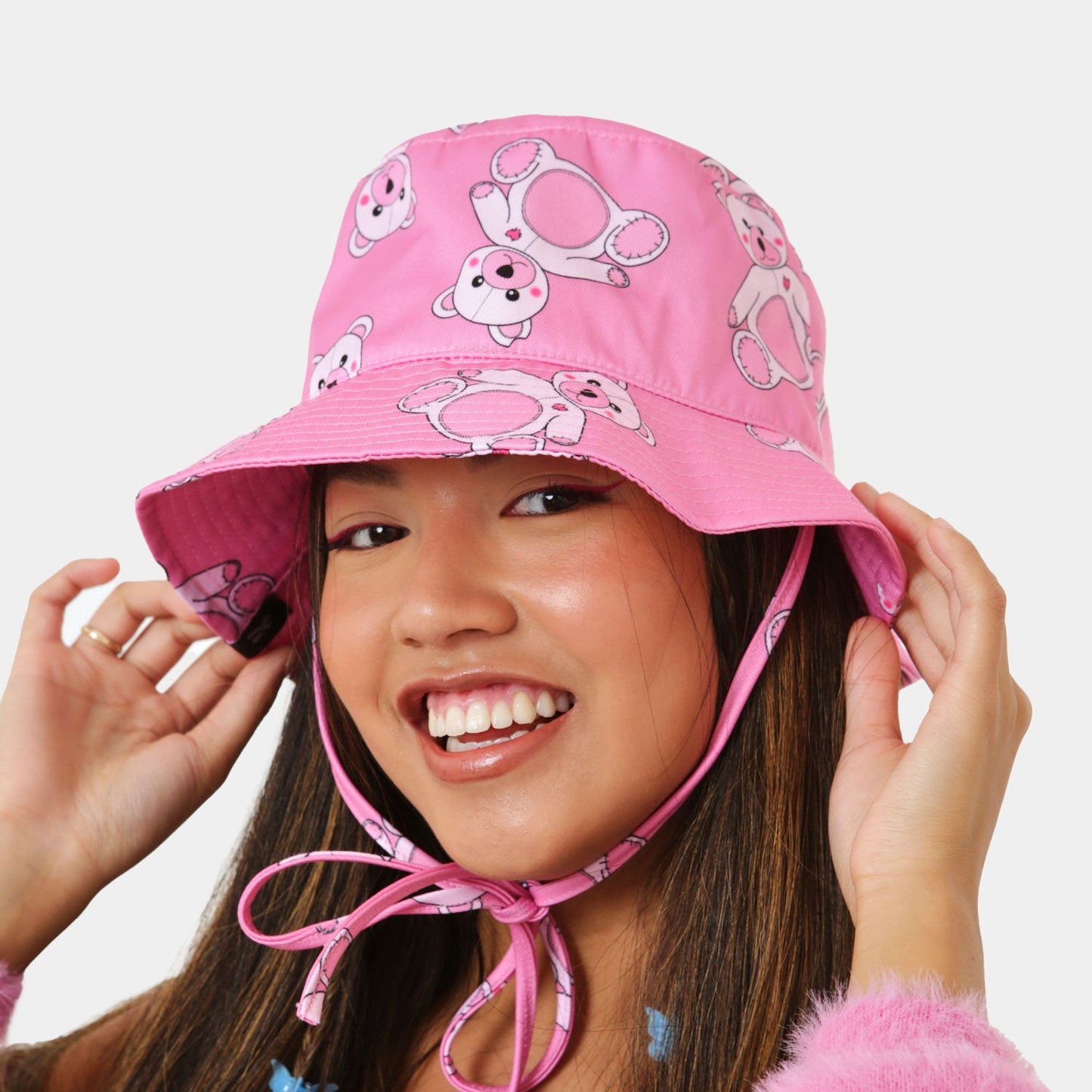 Lotso Love Pink Bonnet Hat - Accessories - KOI Footwear - Pink - Model View