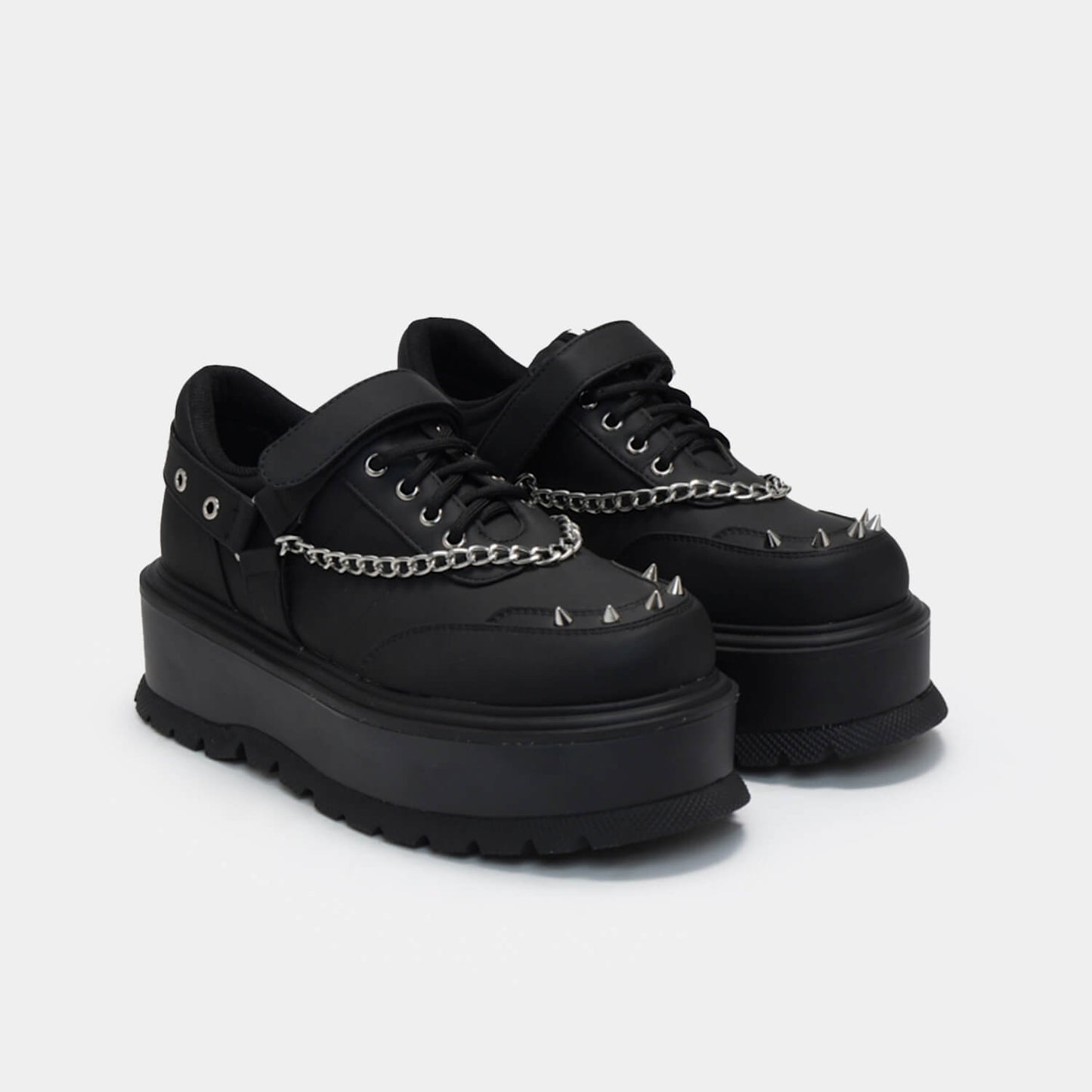 Retrograde Rebel Men's Black Platform Shoes - Shoes - KOI Footwear - Black - Three-Quarter View
