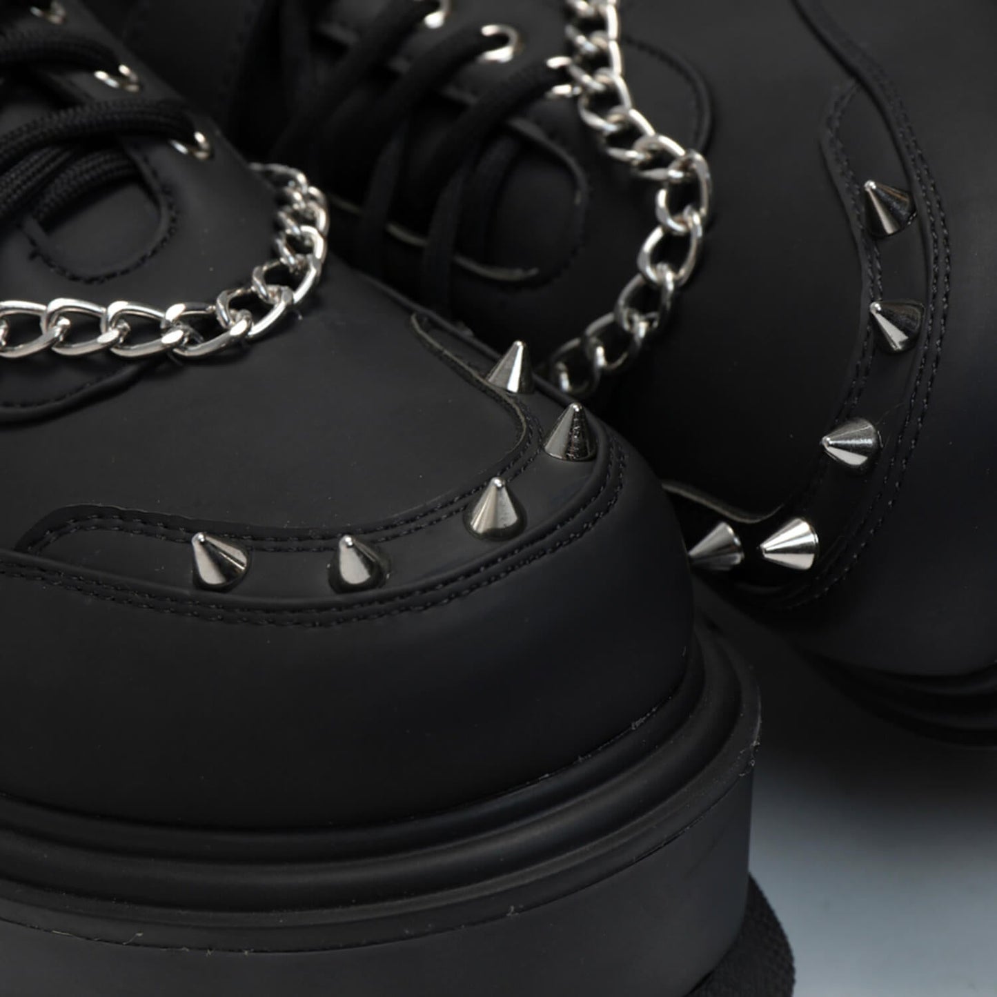 Retrograde Rebel Men's Black Platform Shoes - Shoes - KOI Footwear - Black - Front Detail