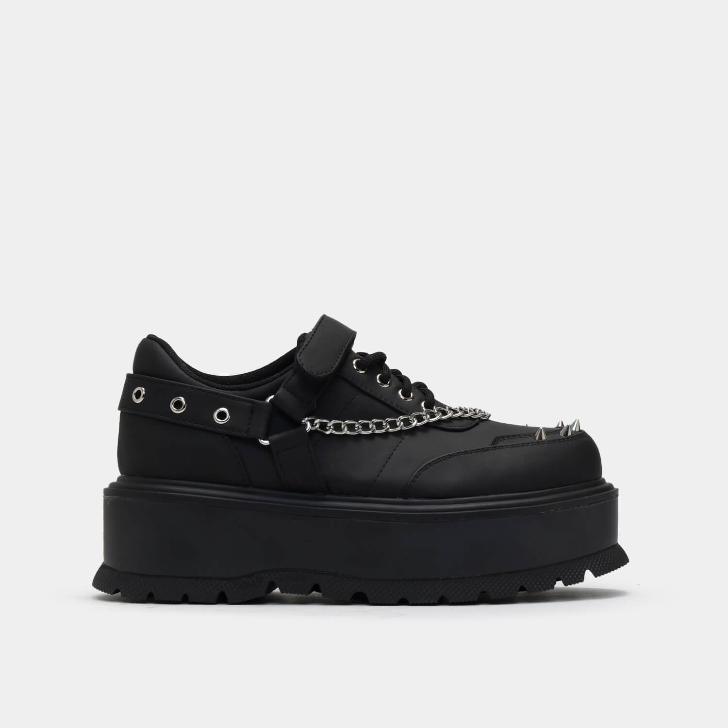 Retrograde Rebel Black Platform Shoes - Shoes - KOI Footwear - Black - Side View