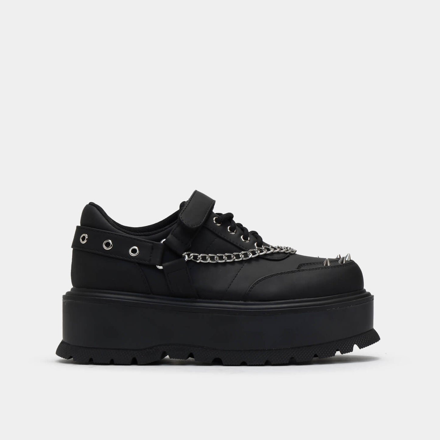 Retrograde Rebel Men's Black Platform Shoes - Shoes - KOI Footwear - Black - Side View