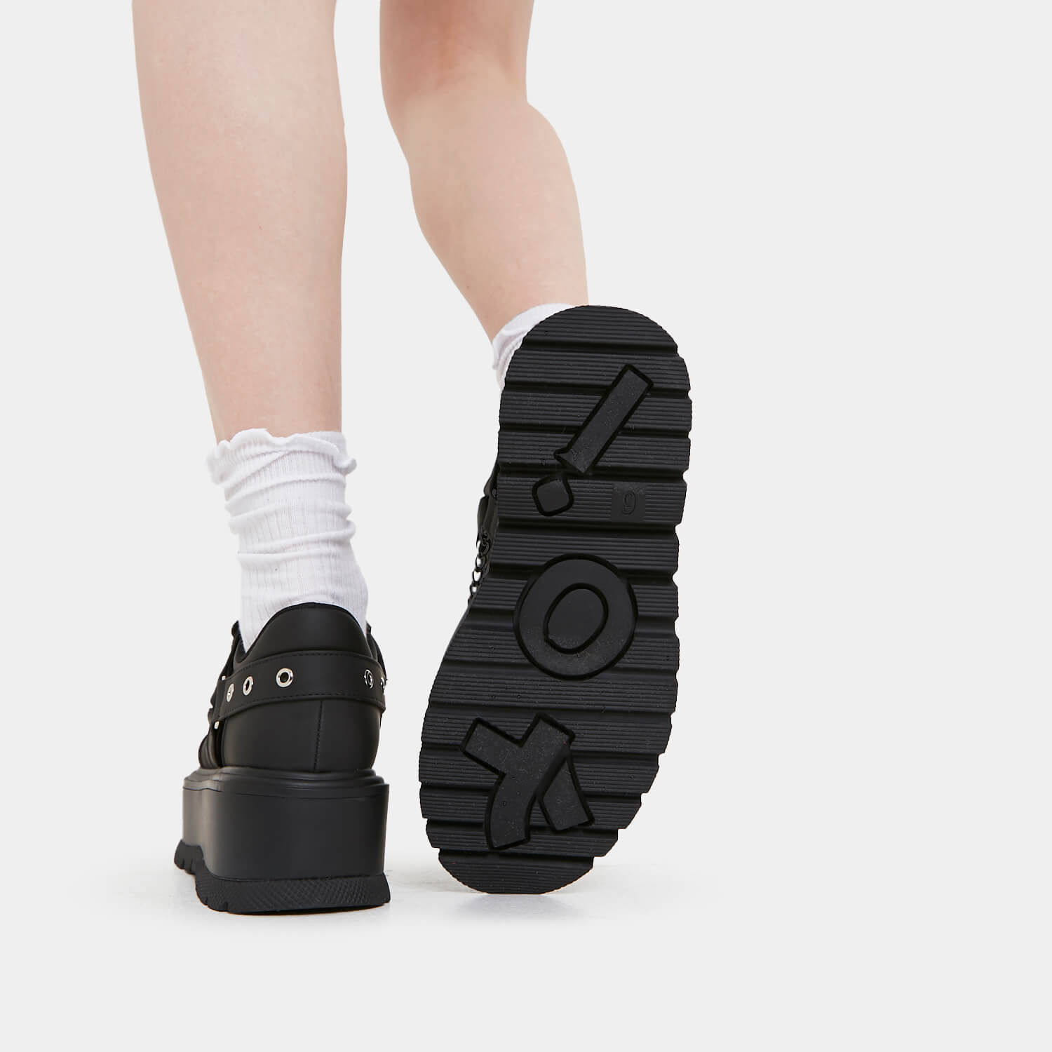 Retrograde Rebel Black Platform Shoes - Shoes - KOI Footwear - Black - Sole Detail