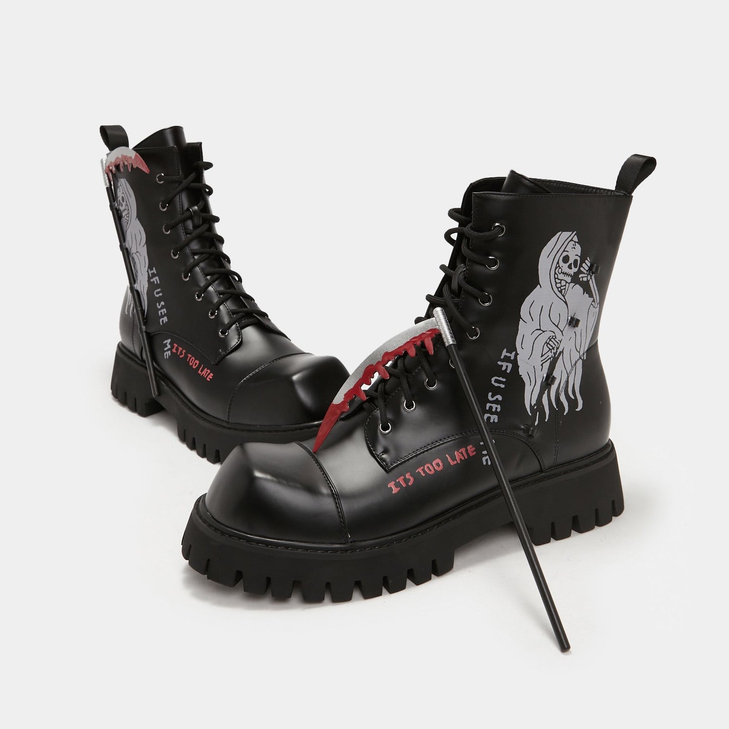Nightwalker Scythe Boots - Ankle Boots - KOI Footwear - Black - Three-Quarter View
