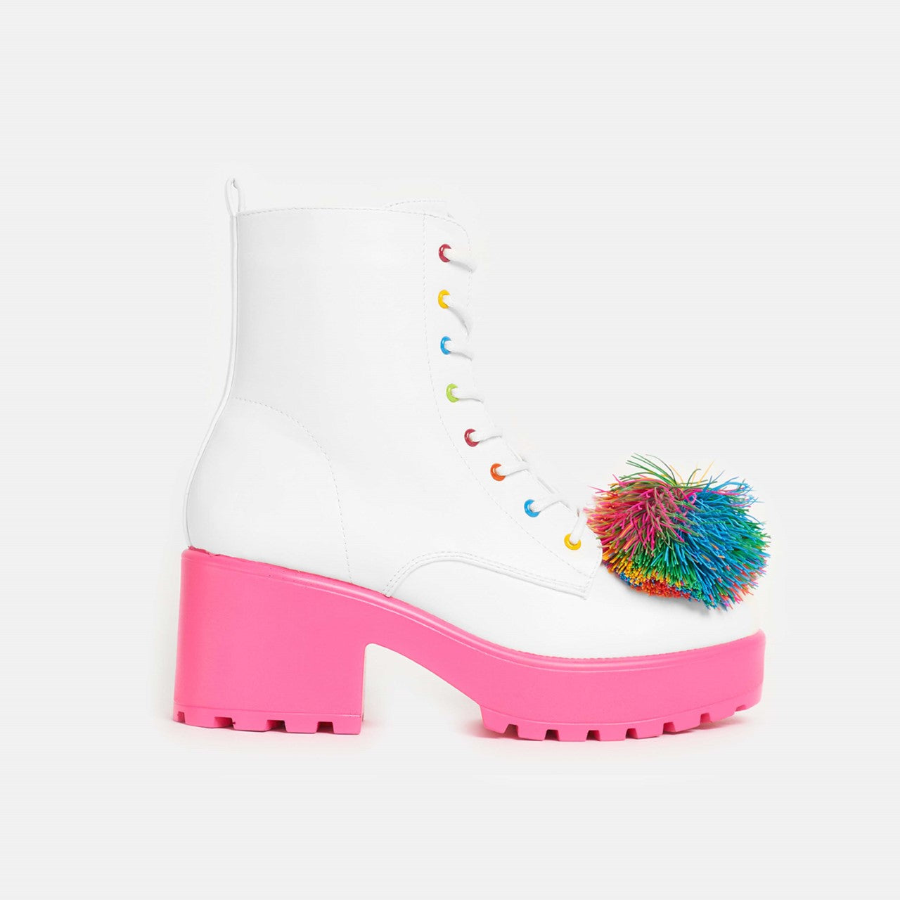 Ghost Pepper Party Multi Fun Ball Boots - Ankle Boots - KOI Footwear - White - Side View