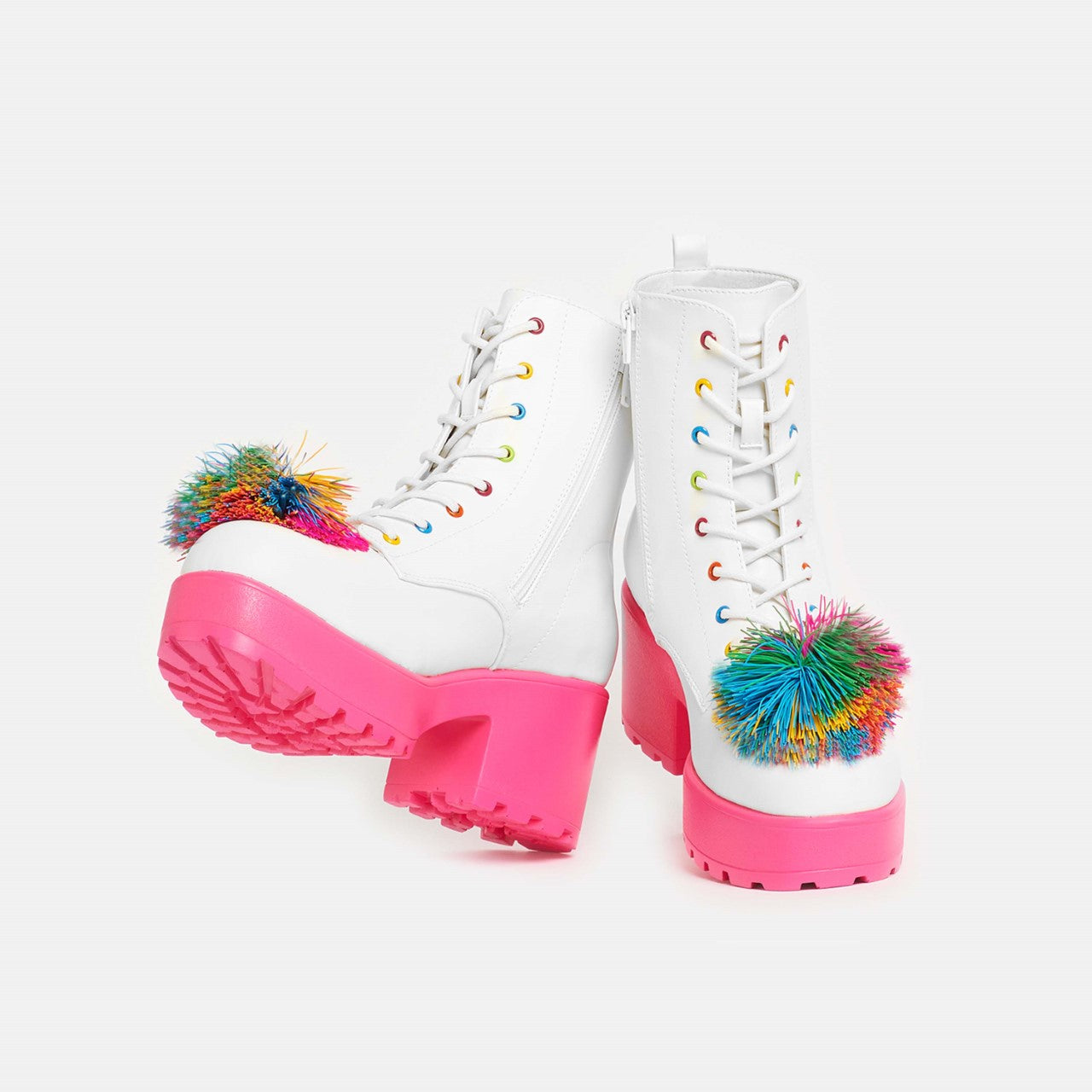 Ghost Pepper Party Multi Fun Ball Boots - Ankle Boots - KOI Footwear - White - Front View