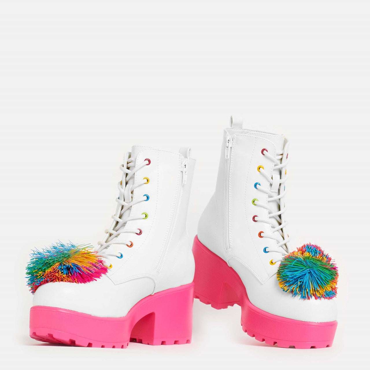 Ghost Pepper Party Multi Fun Ball Boots - Ankle Boots - KOI Footwear - White - Side and Front View